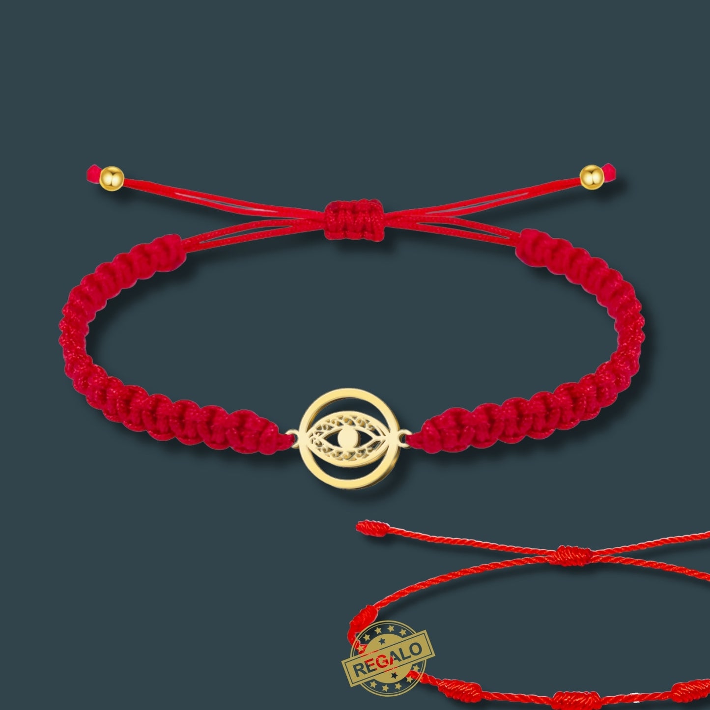 Pulsera Hilo Destino Roja Hecho a Mano 🧵 con Amuleto de Suerte y Protección 🍀 en Acero Inoxidable 💎 ¡Incluye Pulsera 7 Nudos de Regalo! 🎁