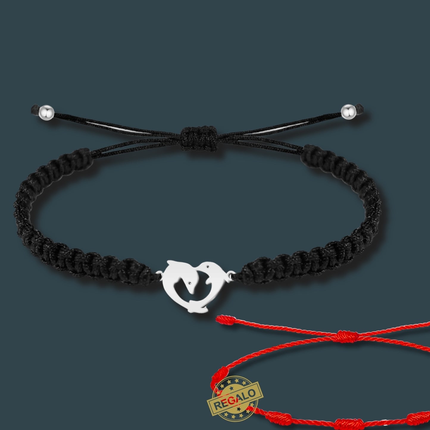 ✨Pulsera de Hilo Trenzado Hecha a Mano 🧵 con Amuleto de Suerte y Protección 🍀 Acero Inoxidable 💎 ¡Incluye Pulsera 7 Nudos de Regalo! 🎁