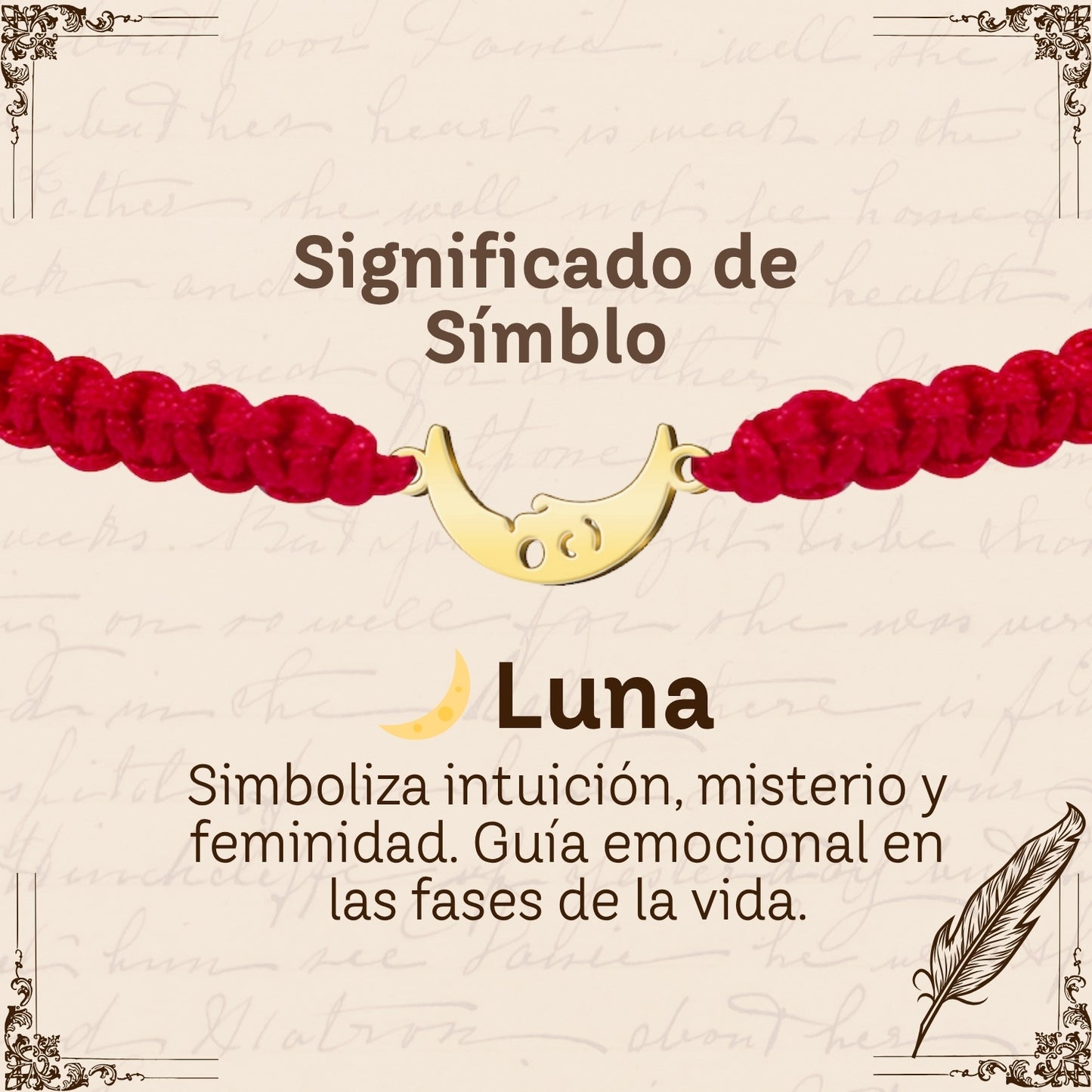 Pulsera Hilo Destino con Luna Acero Dorado