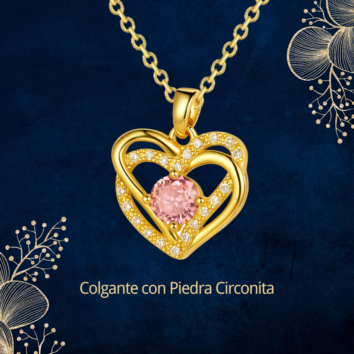 Collar Acero y colgante Cobre con Piedra Circonita para Regalar a Alma Gemela