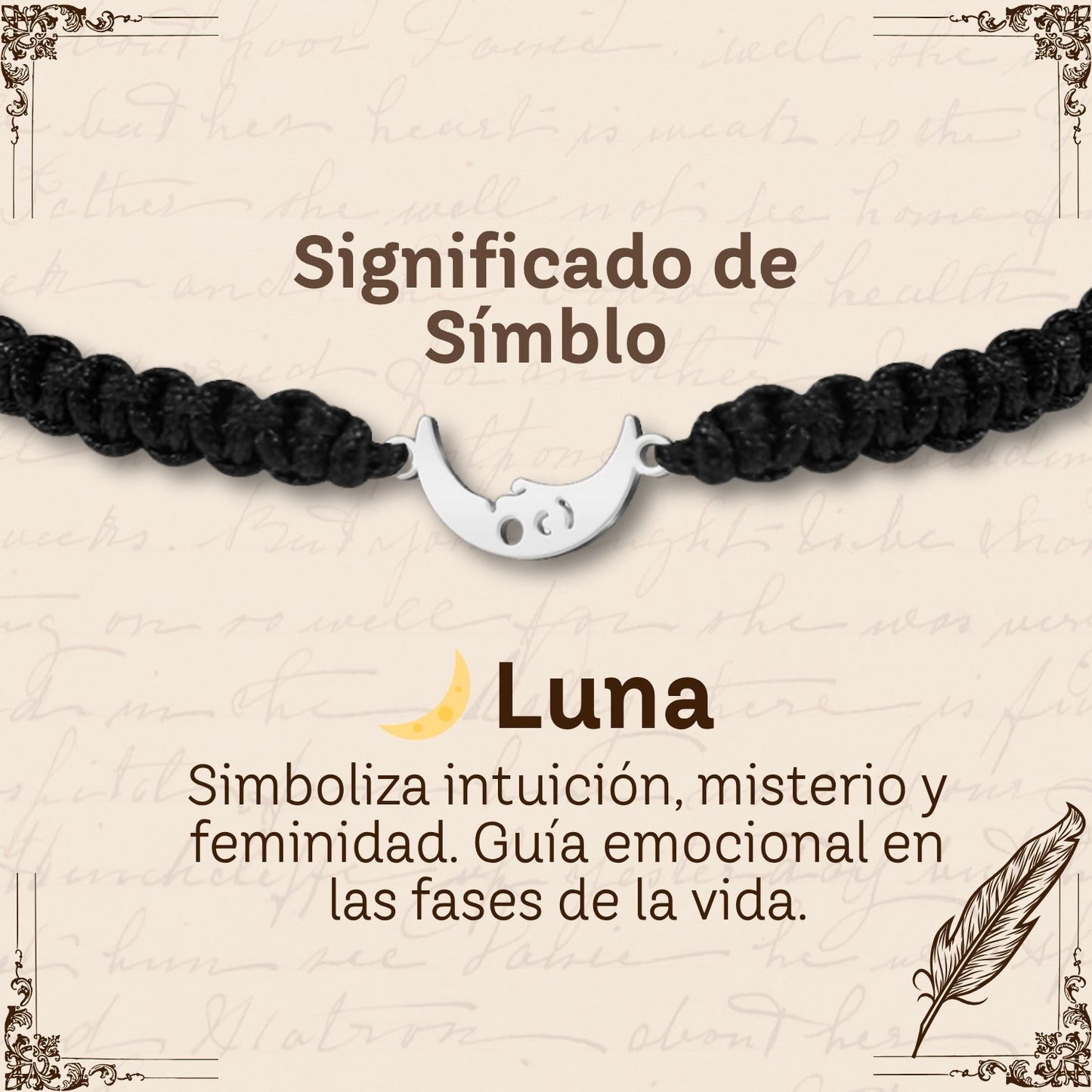 Pulsera Hilo Destino con Luna Acero Plateado