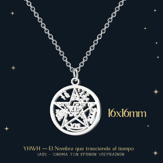 Colgante Tetragrammaton Calado en Acero Plateado - cotigo