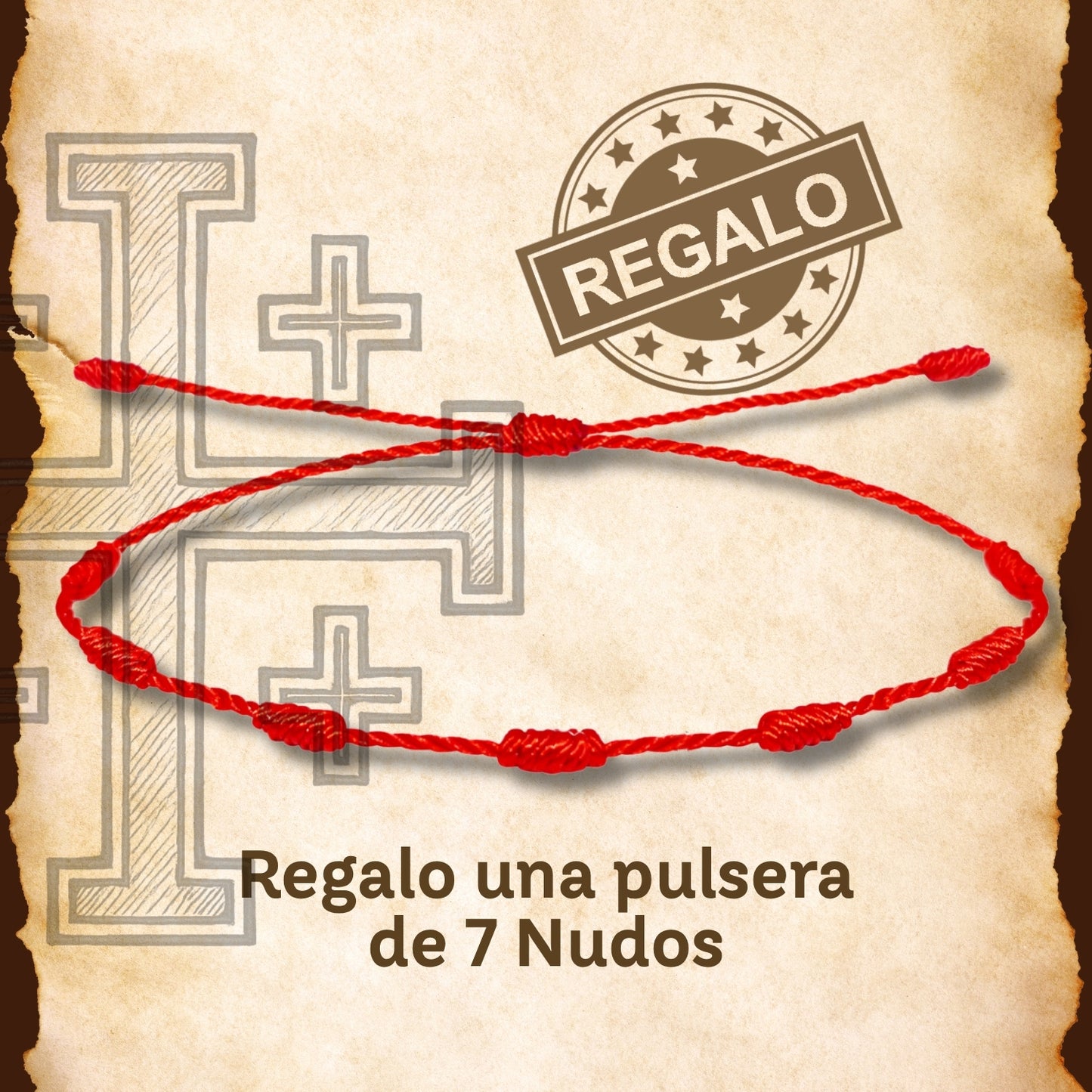 Pulsera 7 Nudos con Cruz Potenzada color Plateado