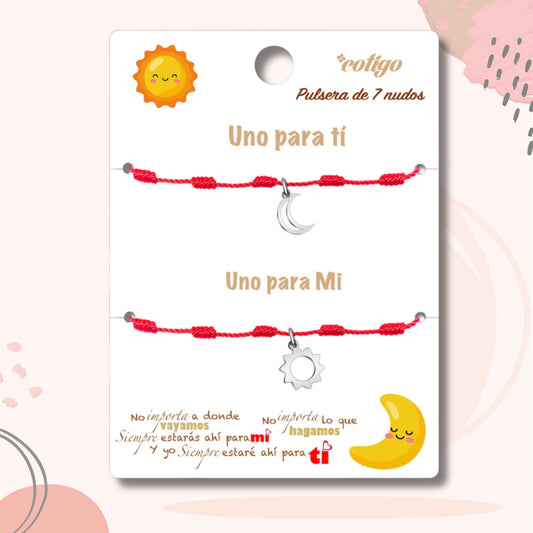 2 pulseras 7 nudos 💕 Una para ti, una para mí. Regalo con significado para Amor, Pareja, Amistad, Familia. Además