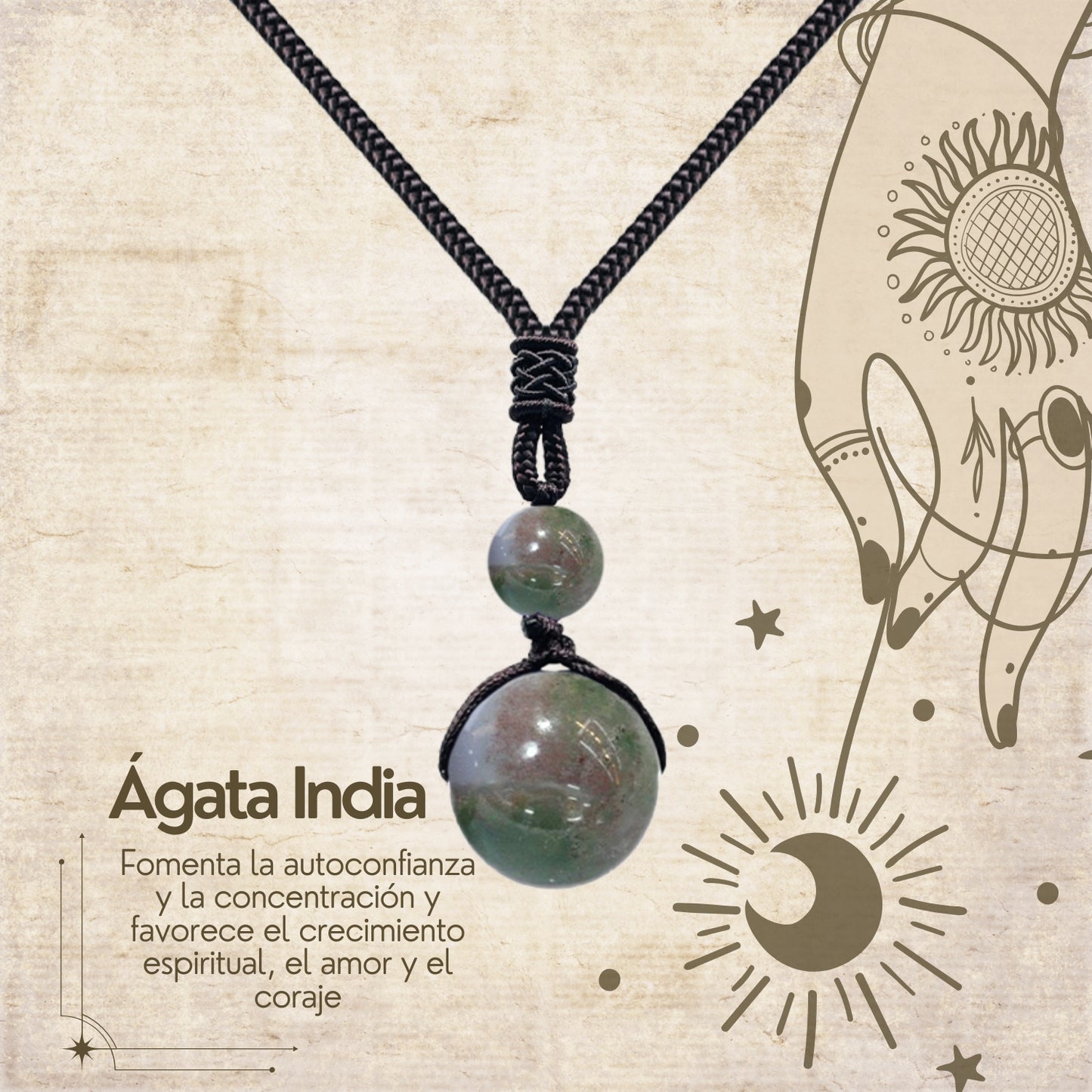 Colgante de Agata india de bola 14mm