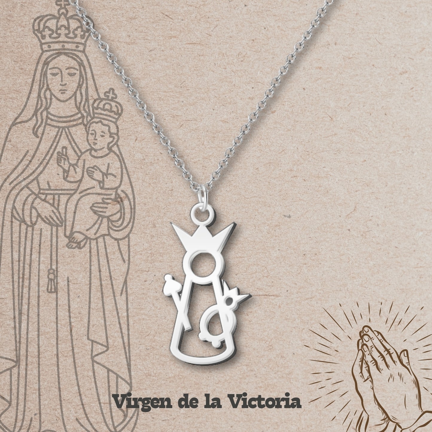 Colgante Virgen de la Victoria Acero Plateado