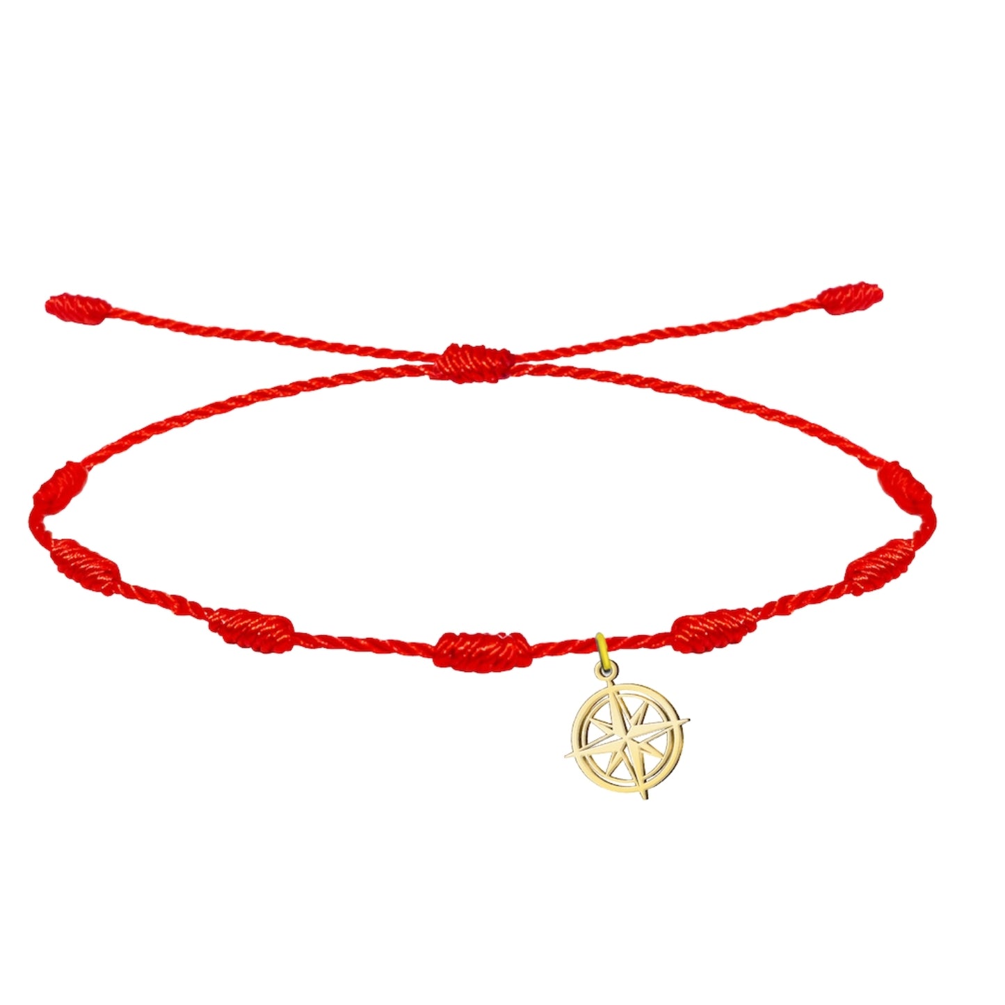 Pulsera 7 nudos con Colgante Rosa de los Vientos Acero Dorado