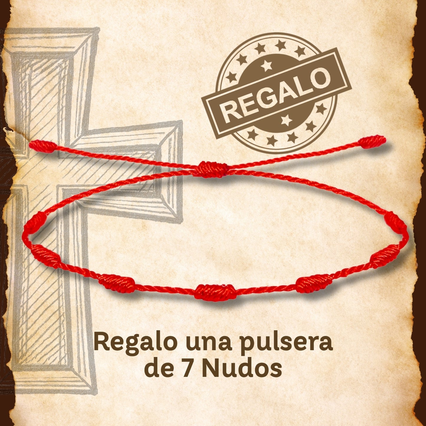 Cruz de san jorgePulsera Hilo encerado con Acero Plateado