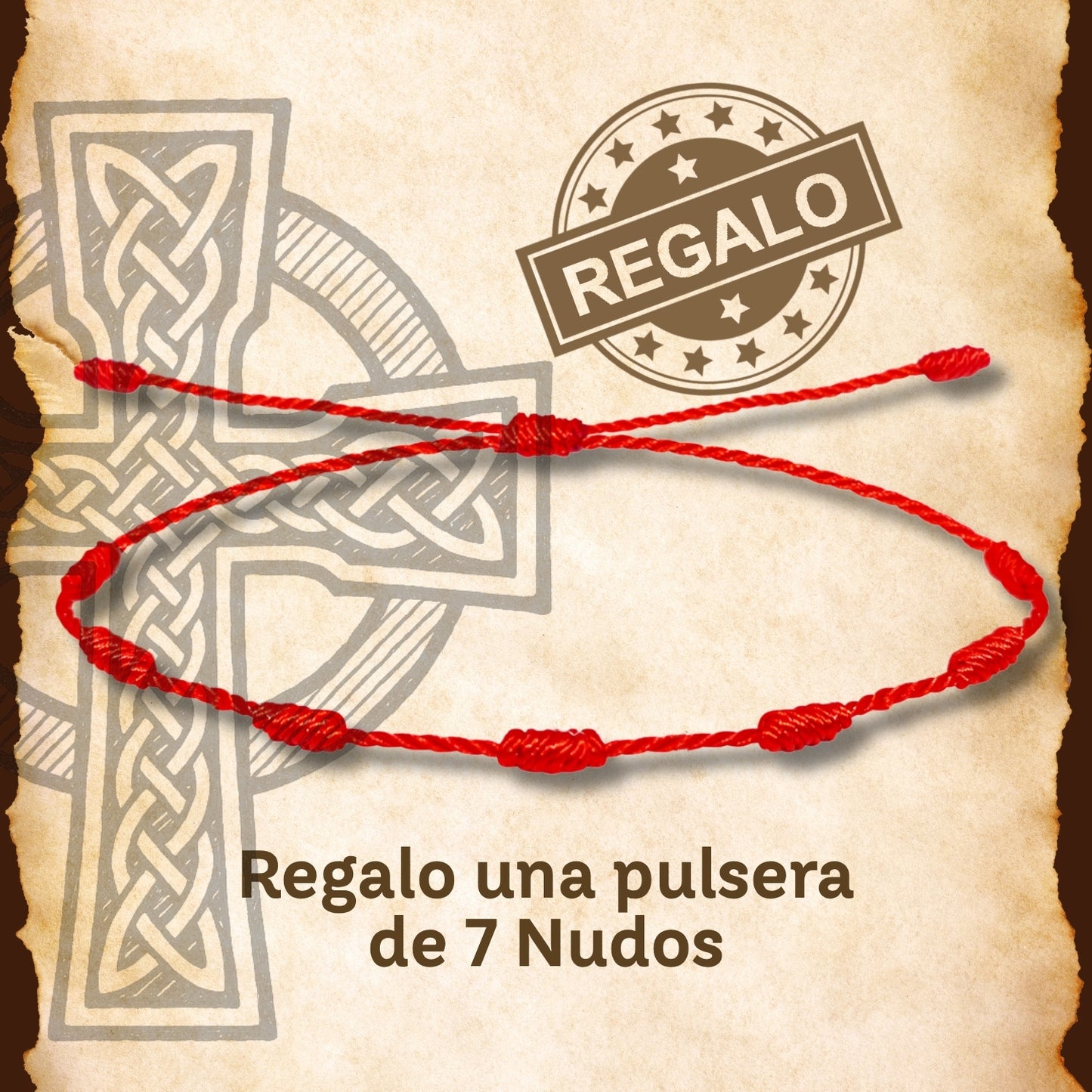 Pulsera 7 Nudos con Cruz Celta color Plateado