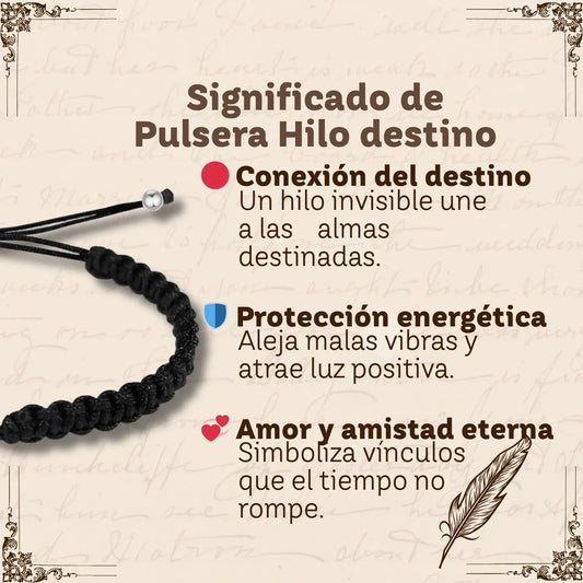 Pulsera Hilo Destino Hecho a Mano 🧵 con Amuleto de Suerte y Protección 🍀 en Acero Inoxidable 💎 - cotigo