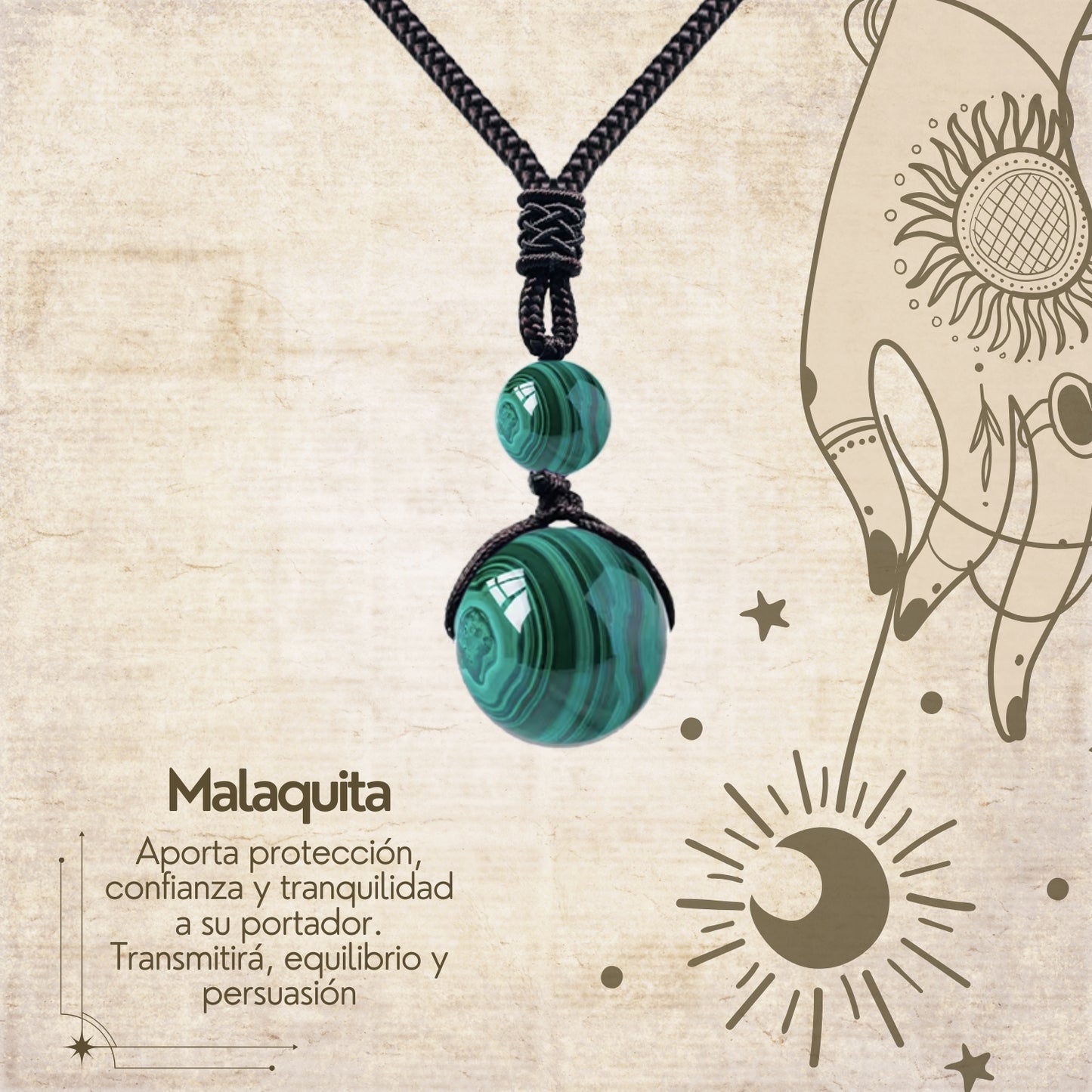 Colgante de Malaquita de bola 14mm
