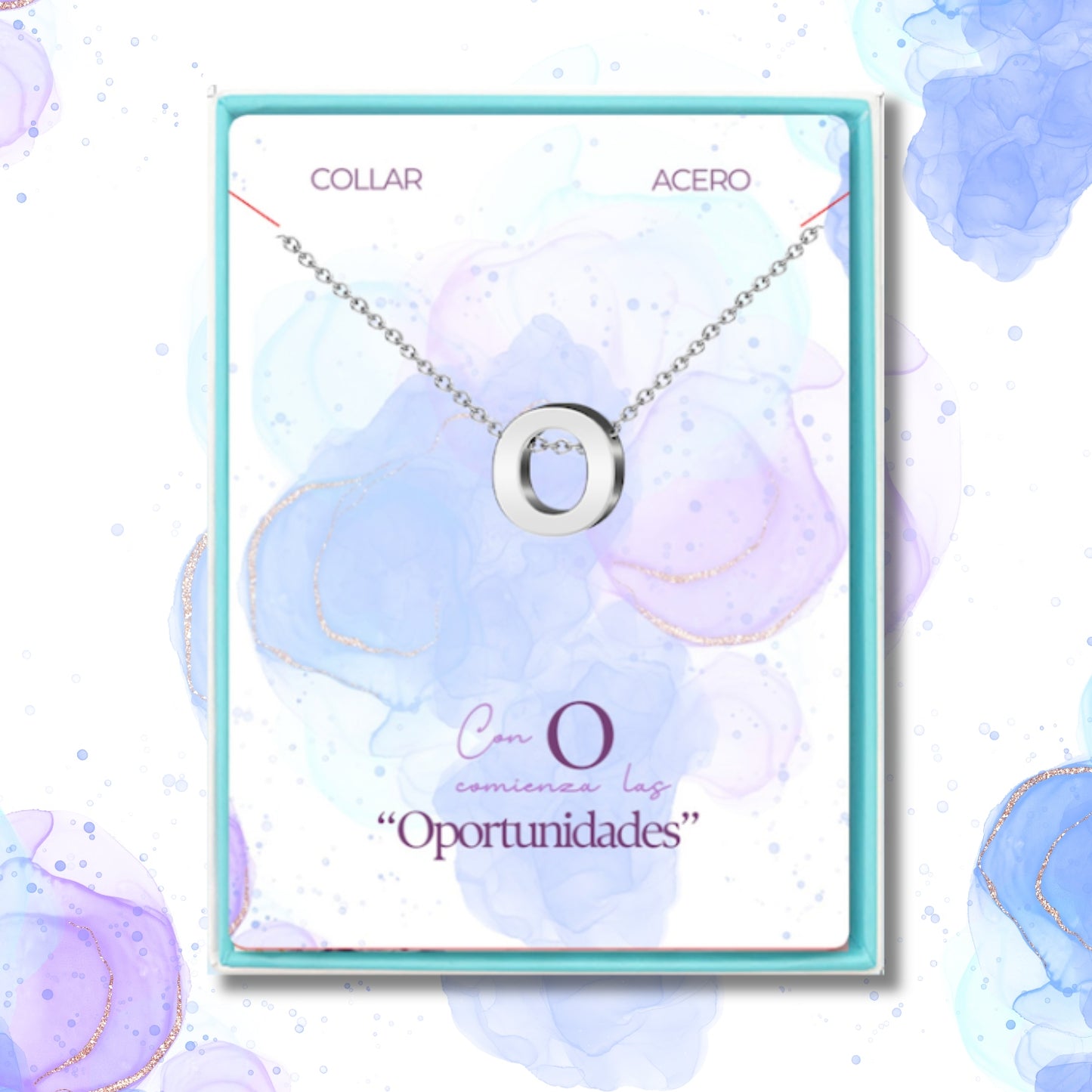 Collar Letra O Acero color Plateado