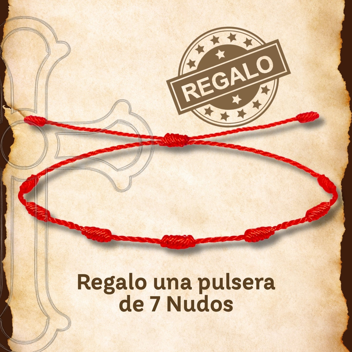 Pulsera 7 nudos con colgante Cruz de Liébana
