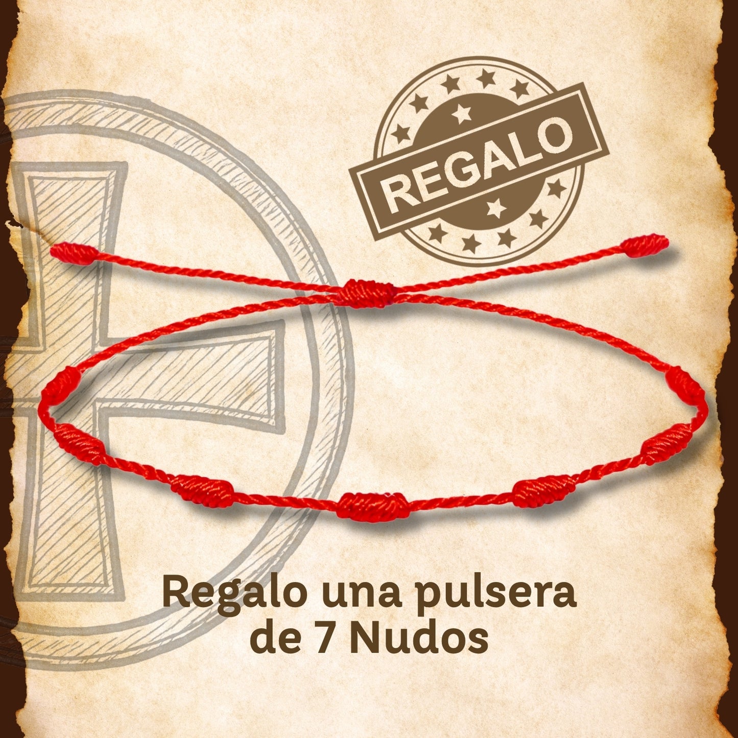 Pulsera 7 Nudos con Cruz Solar color Plateado