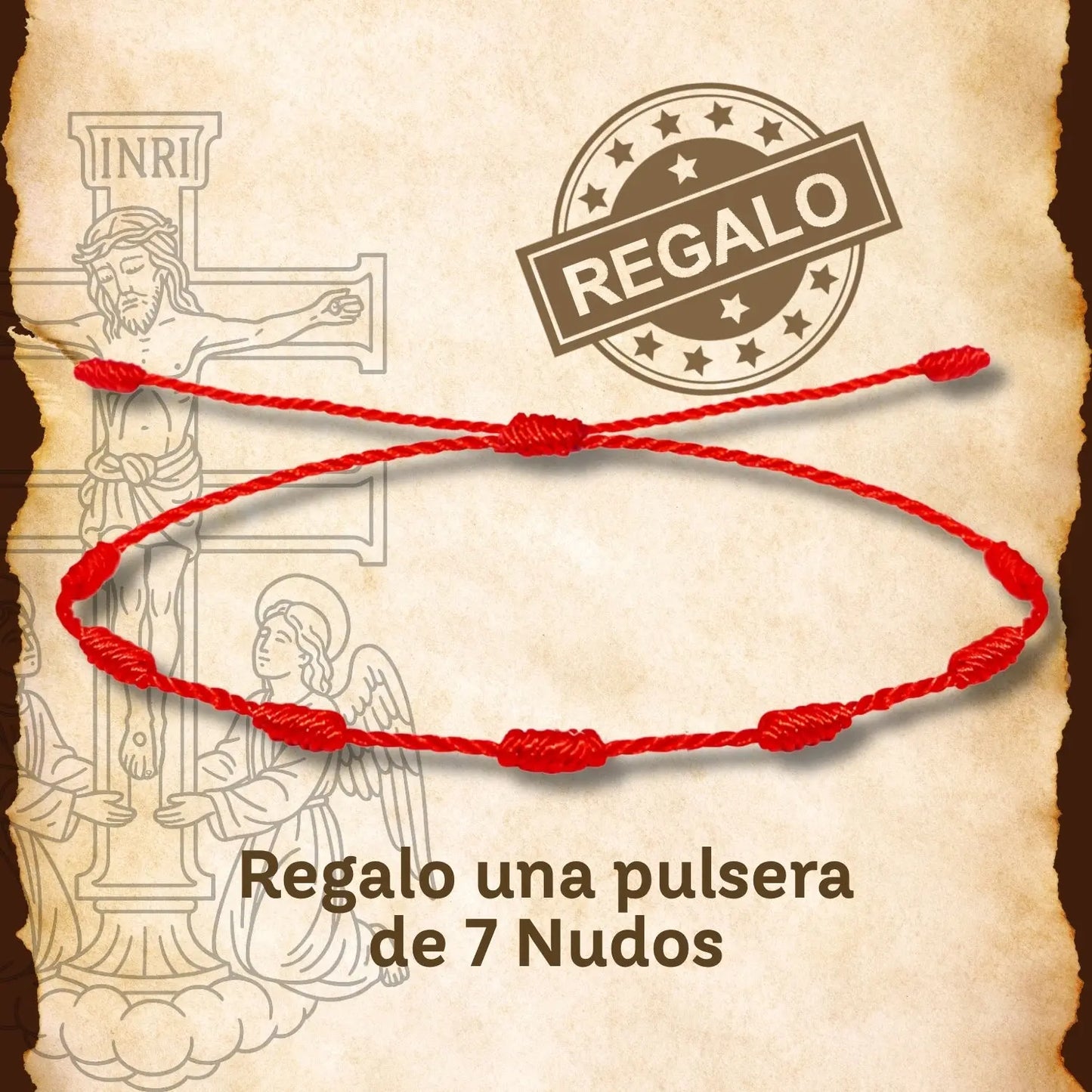 Pulsera 7 nudos con Cruz de Caravaca en Acero Dorado - cotigo