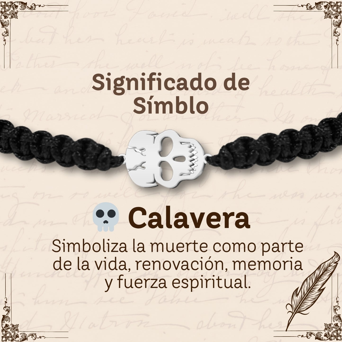 Pulsera Hilo Destino con Calavera Acero Plateado