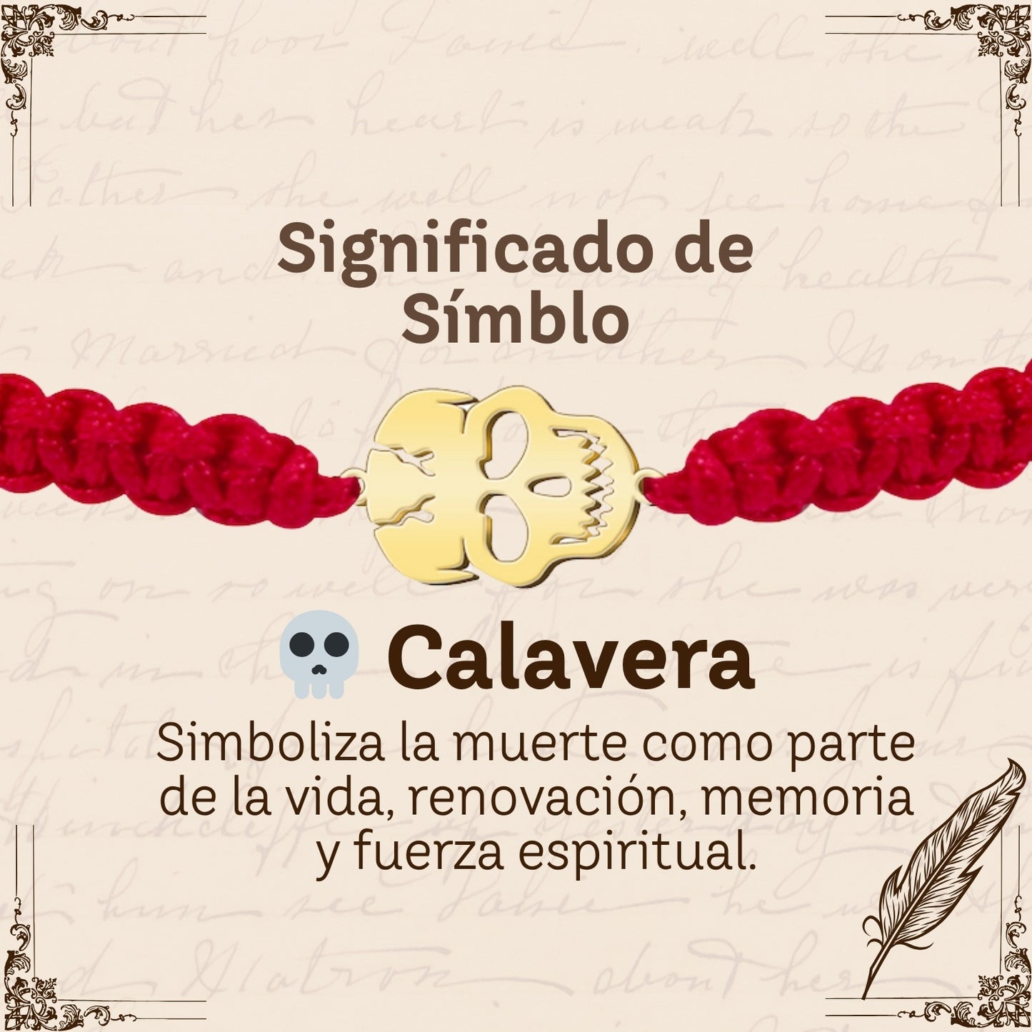 Pulsera Hilo Destino con Calavera Acero Dorado