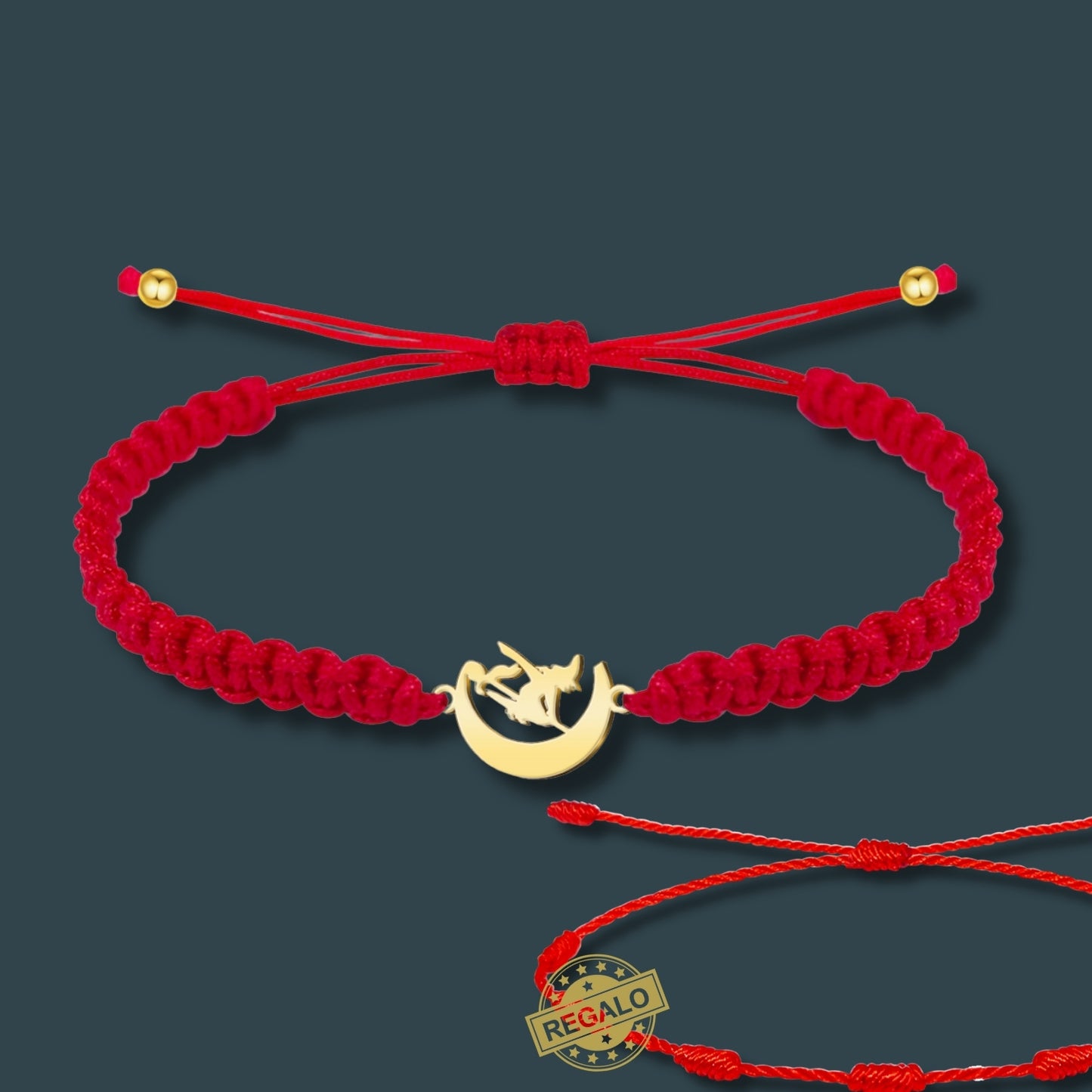 Pulsera Hilo Destino Roja Hecho a Mano 🧵 con Amuleto de Suerte y Protección 🍀 en Acero Inoxidable 💎 ¡Incluye Pulsera 7 Nudos de Regalo! 🎁