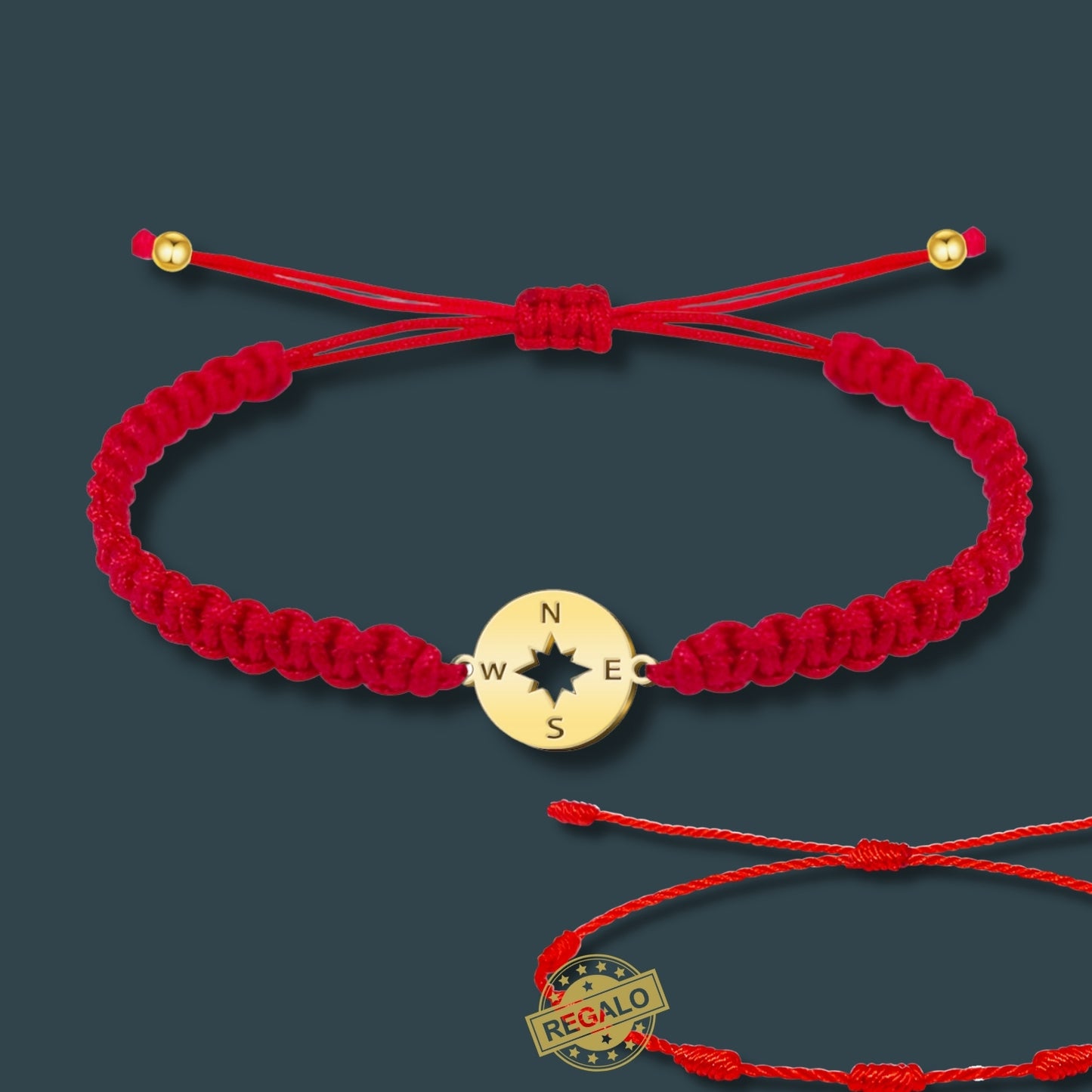 Pulsera Hilo Destino Roja Hecho a Mano 🧵 con Amuleto de Suerte y Protección 🍀 en Acero Inoxidable 💎 ¡Incluye Pulsera 7 Nudos de Regalo! 🎁