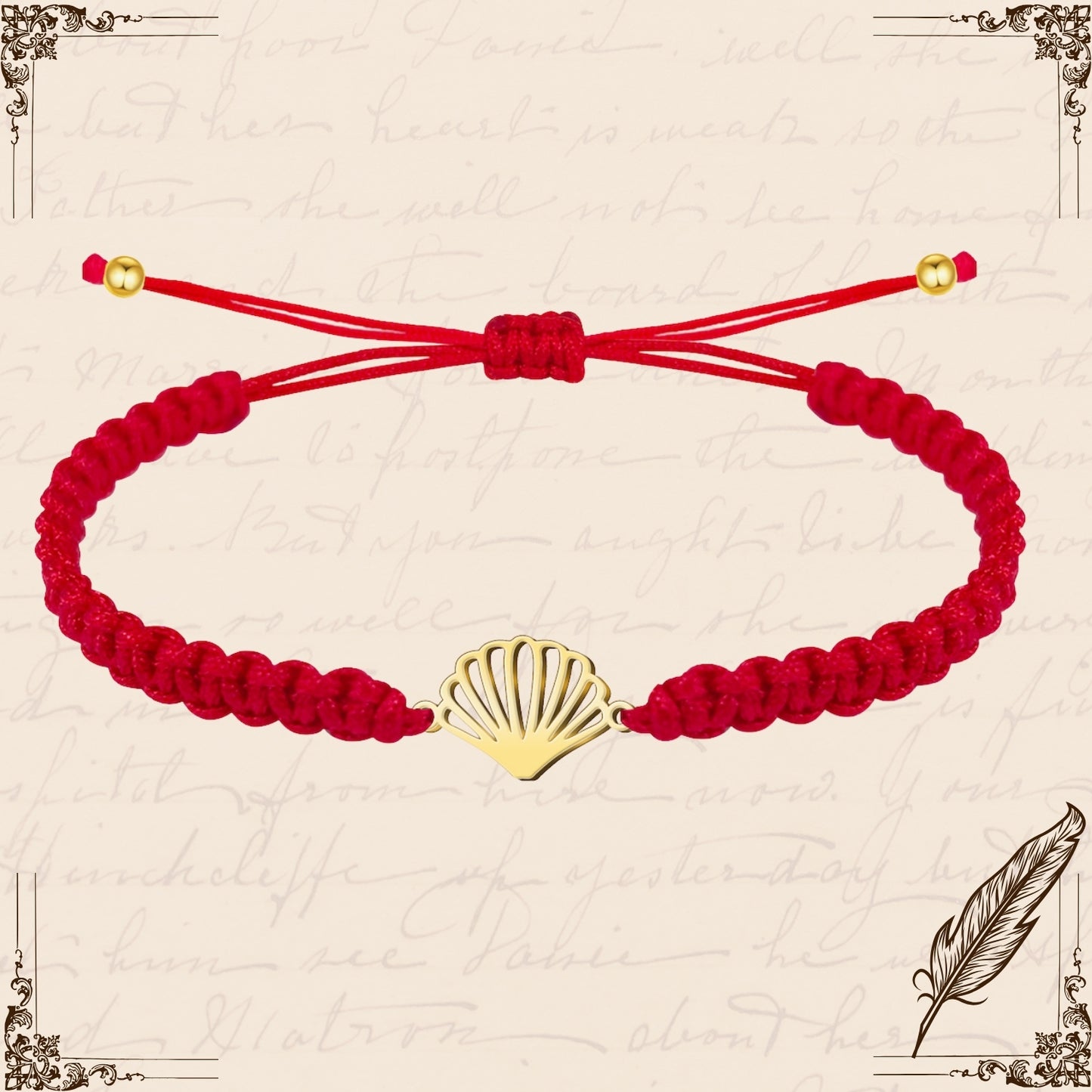 Pulsera Hilo Destino con La concha Acero Dorado