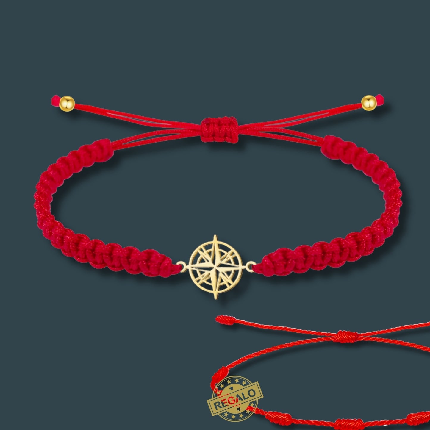 Pulsera Hilo Destino Roja Hecho a Mano 🧵 con Amuleto de Suerte y Protección 🍀 en Acero Inoxidable 💎 ¡Incluye Pulsera 7 Nudos de Regalo! 🎁