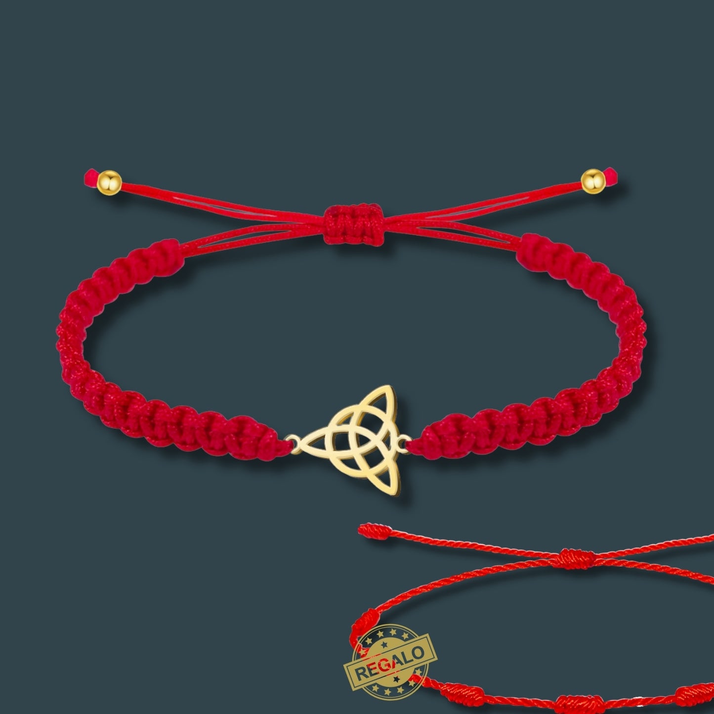 Pulsera Hilo Destino Roja Hecho a Mano 🧵 con Amuleto de Suerte y Protección 🍀 en Acero Inoxidable 💎 ¡Incluye Pulsera 7 Nudos de Regalo! 🎁