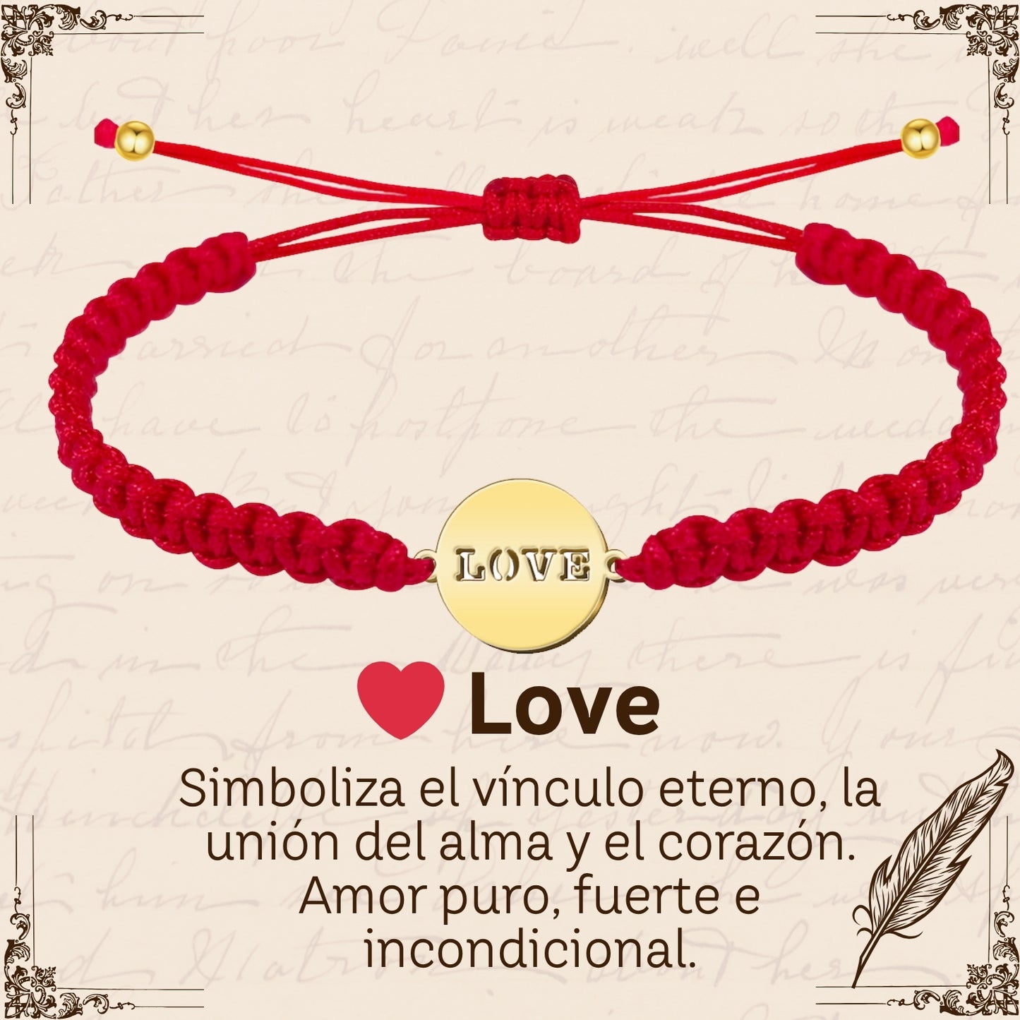 Pulsera Hilo Destino Roja Hecho a Mano 🧵 con Amuleto de Suerte y Protección 🍀 en Acero Inoxidable 💎