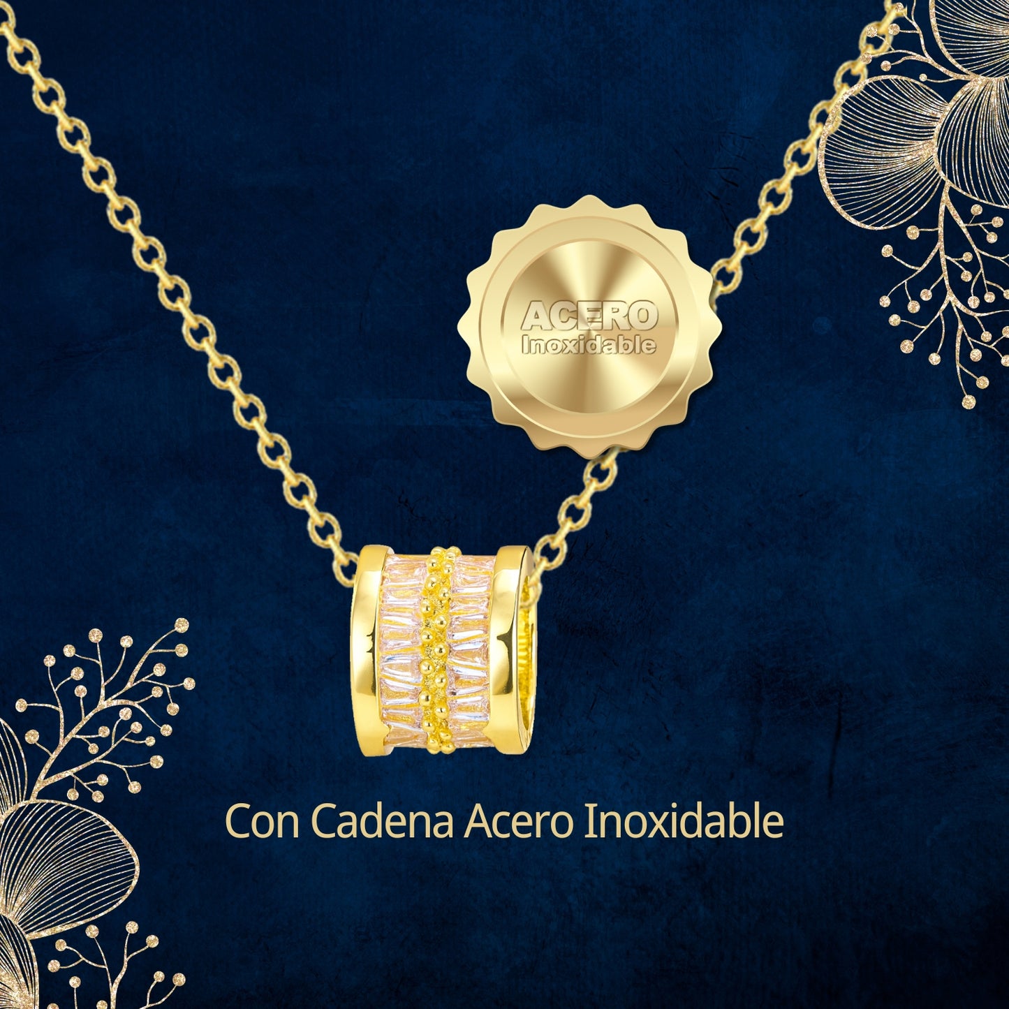 Collar Acero y colgante Cobre con Piedra Circonita para Regalar a Tía