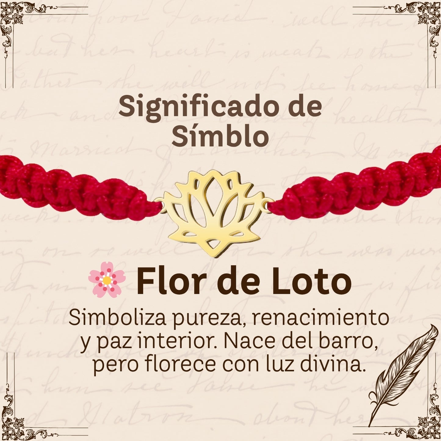 Pulsera Hilo Destino con Flor de Loto Acero Dorado