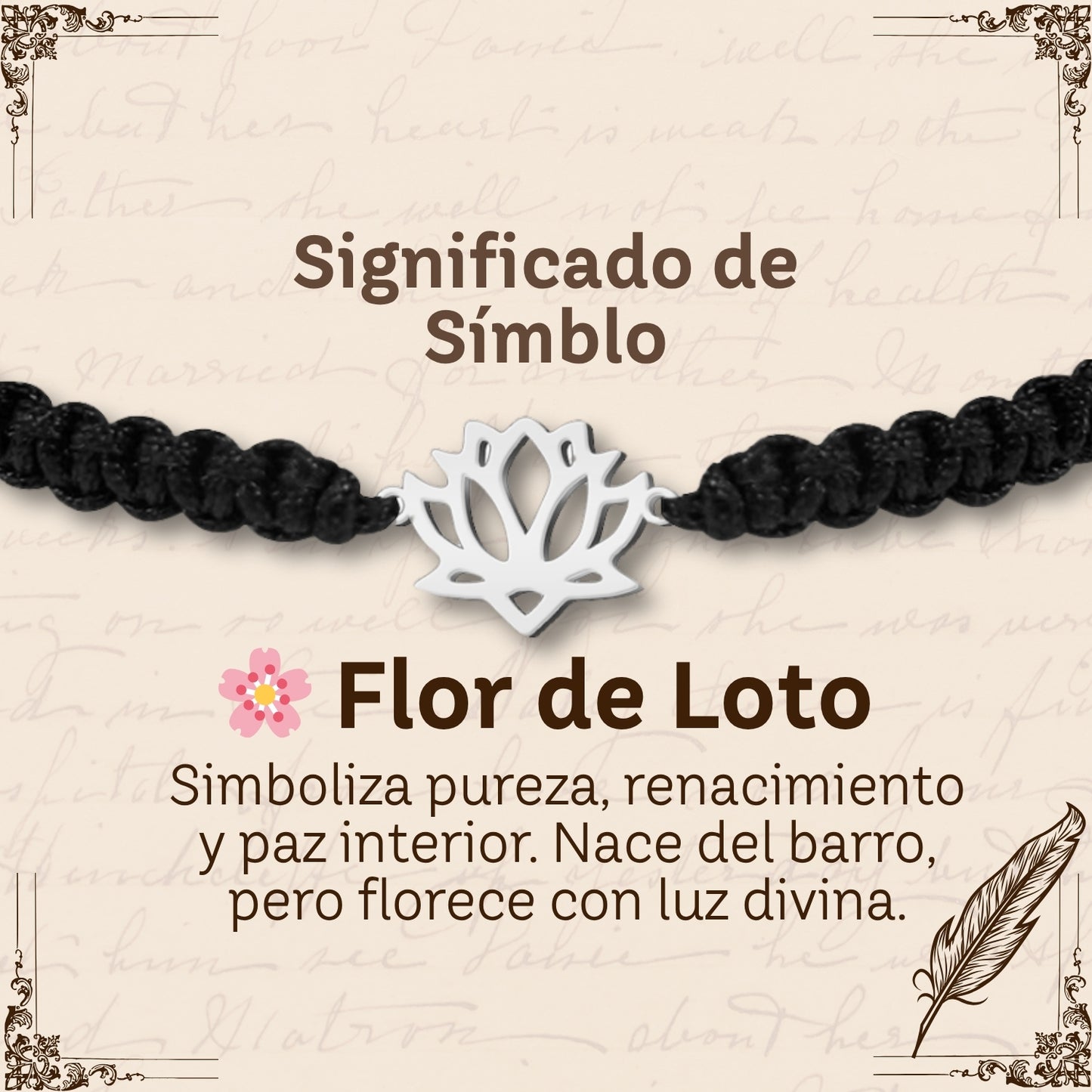 Pulsera Hilo Destino con Flor de Loto Acero Plateado
