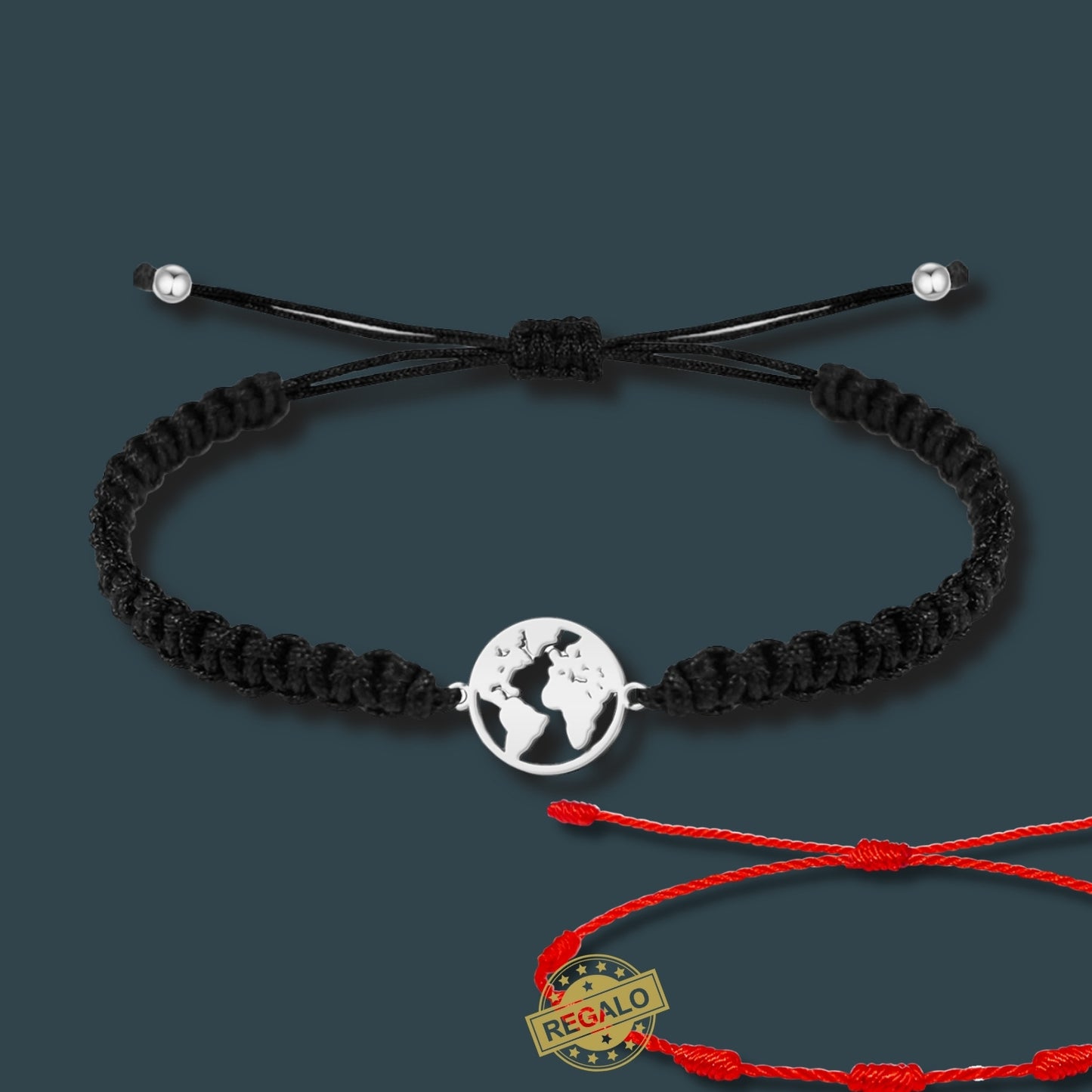 ✨Pulsera de Hilo Trenzado Hecha a Mano 🧵 con Amuleto de Suerte y Protección 🍀 Acero Inoxidable 💎 ¡Incluye Pulsera 7 Nudos de Regalo! 🎁