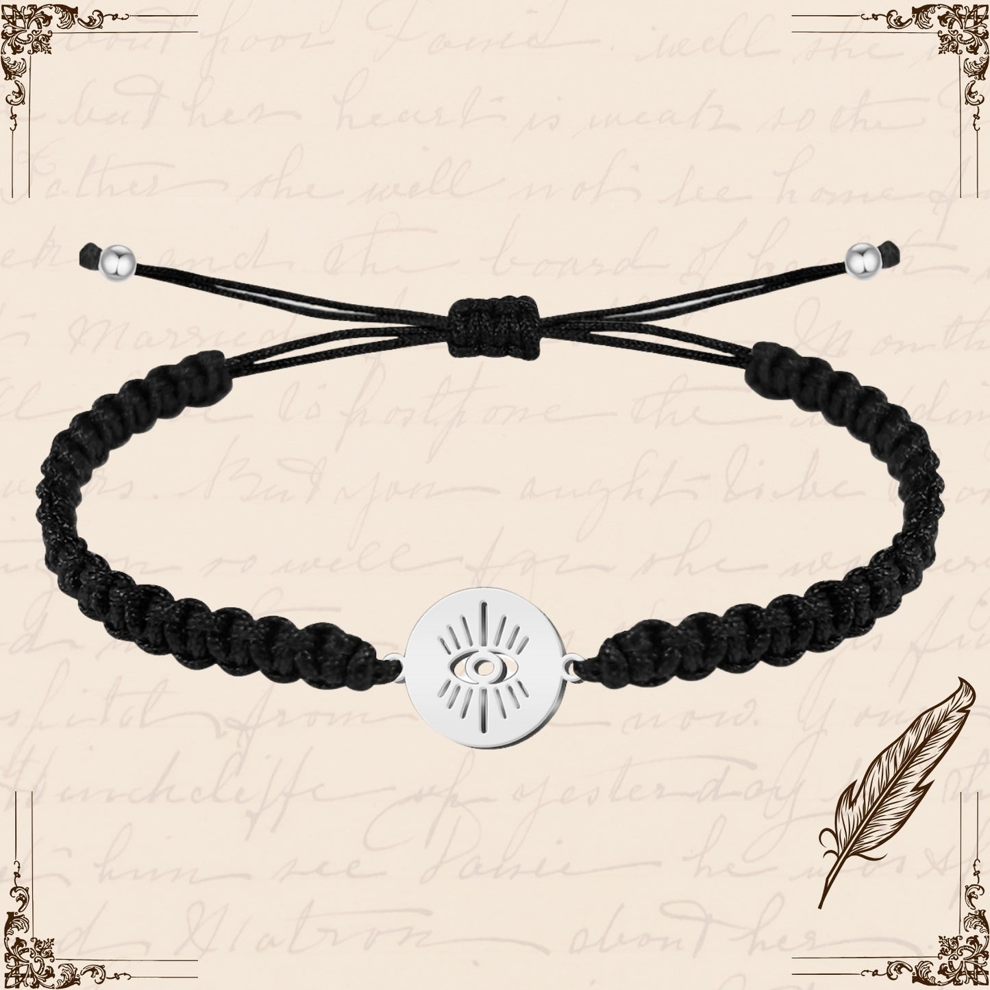 Pulsera Hilo Destino con Ojo Turco Acero Plateado