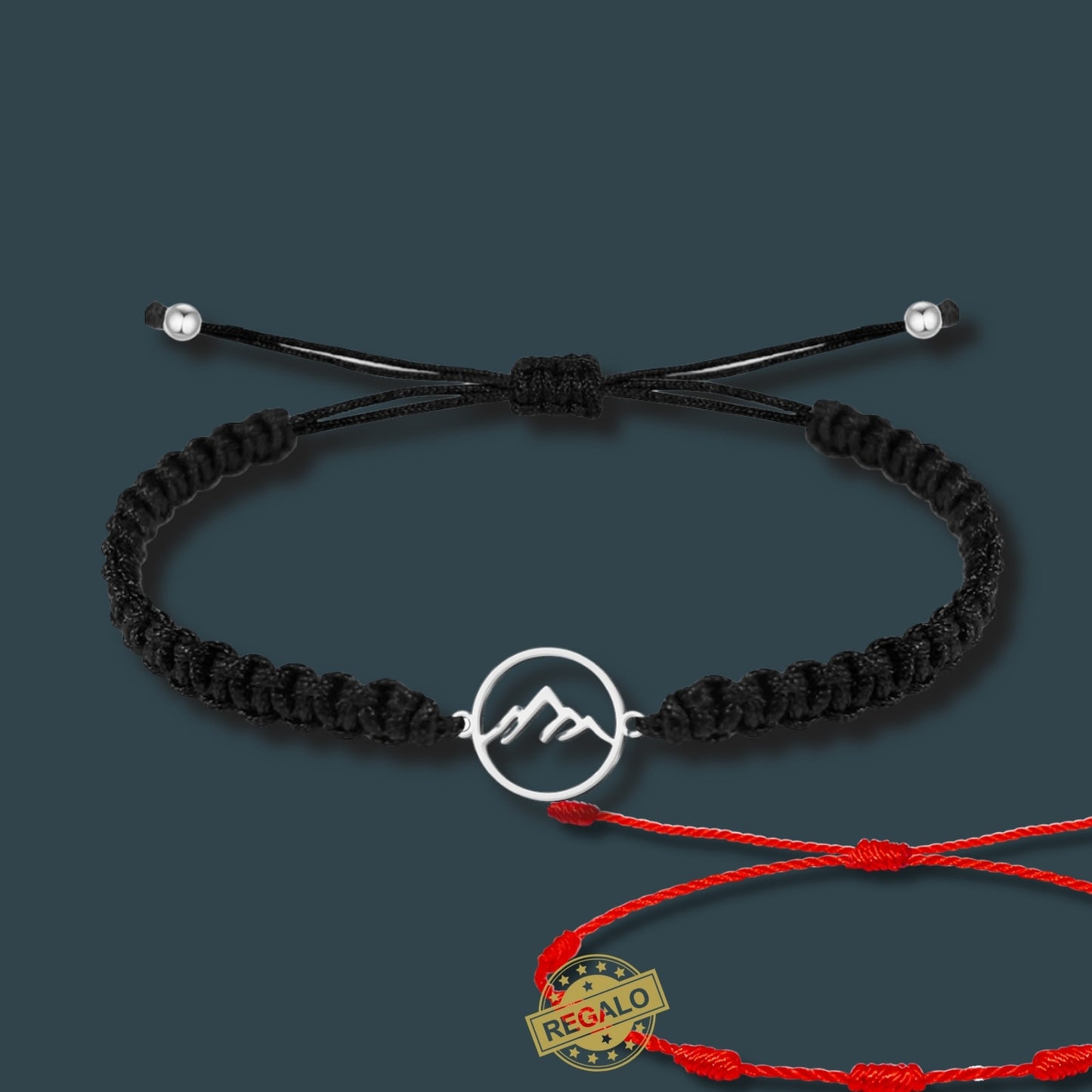 ✨Pulsera de Hilo Trenzado Hecha a Mano 🧵 con Amuleto de Suerte y Protección 🍀 Acero Inoxidable 💎 ¡Incluye Pulsera 7 Nudos de Regalo! 🎁