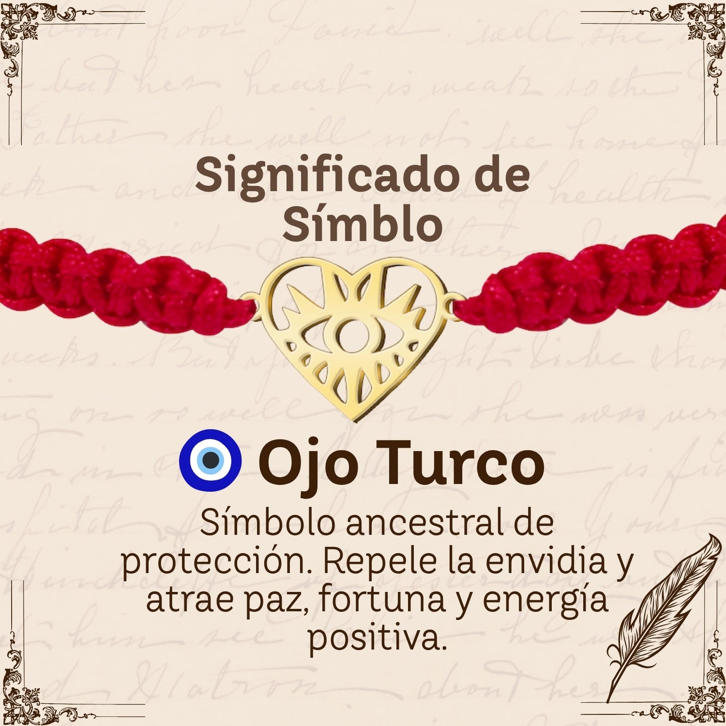 Pulsera Hilo Destino con Ojo Turco Acero Dorado
