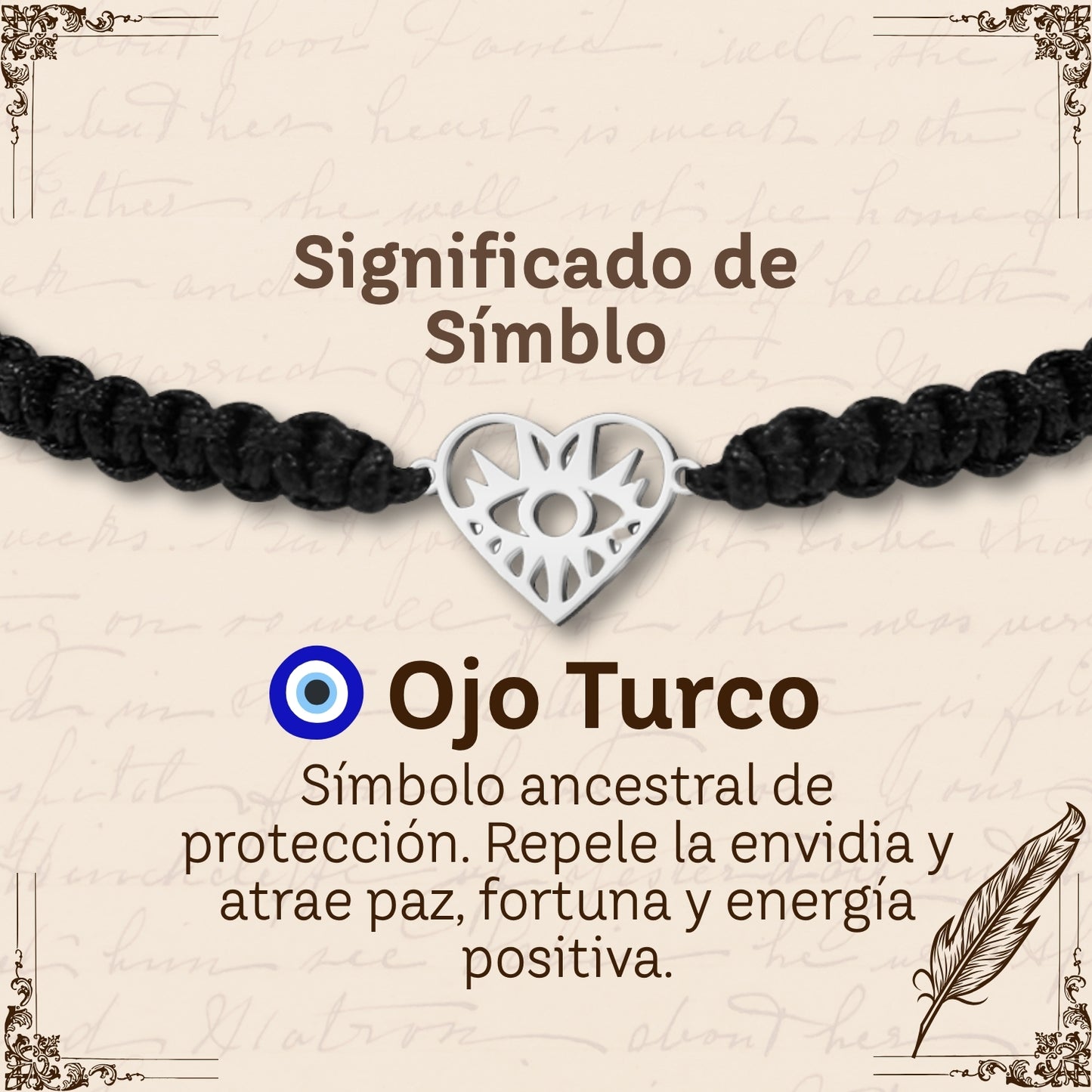 Pulsera Hilo Destino con Ojo Turco Acero Plateado