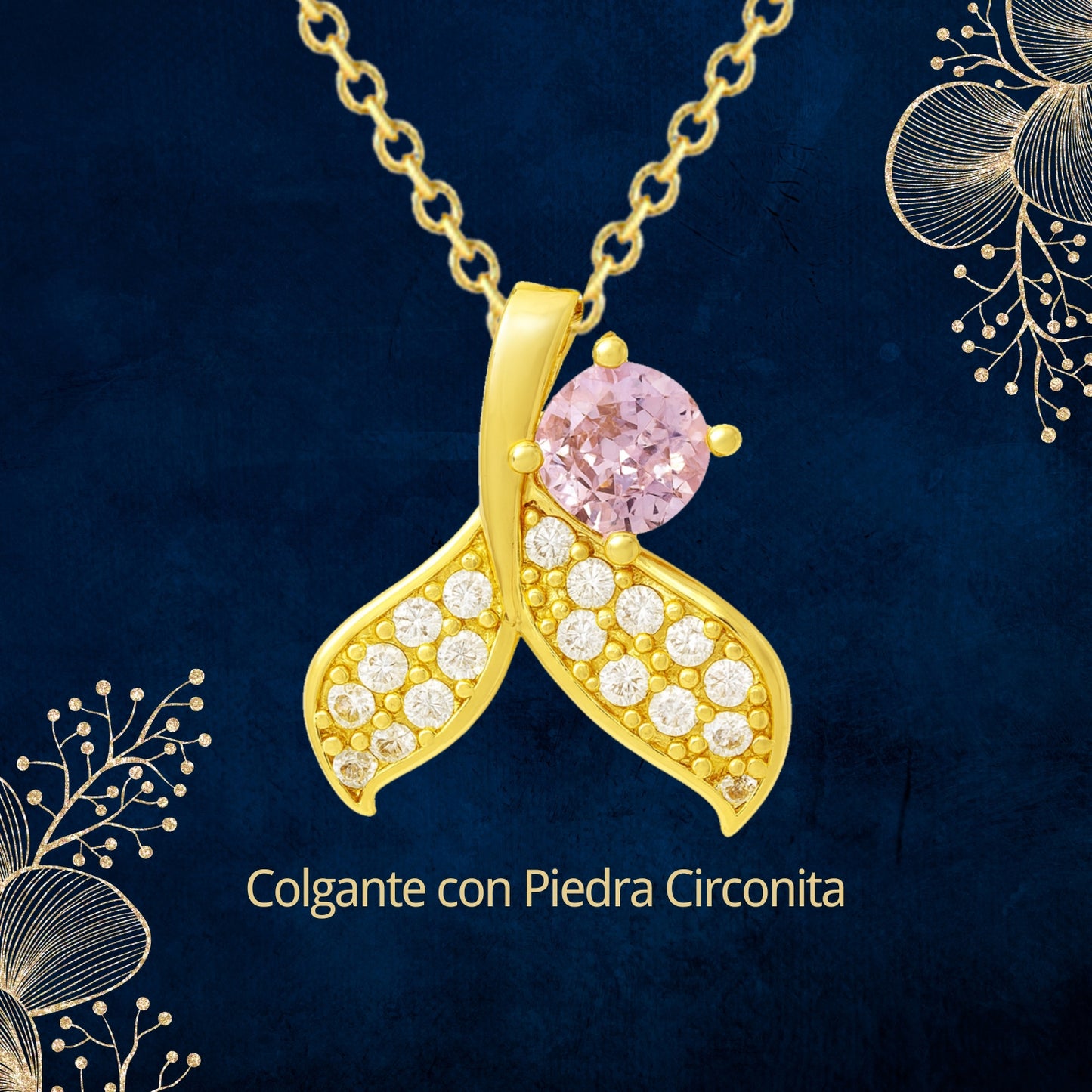 Collar Acero y colgante Cobre con Piedra Circonita para Regalar a Nieta