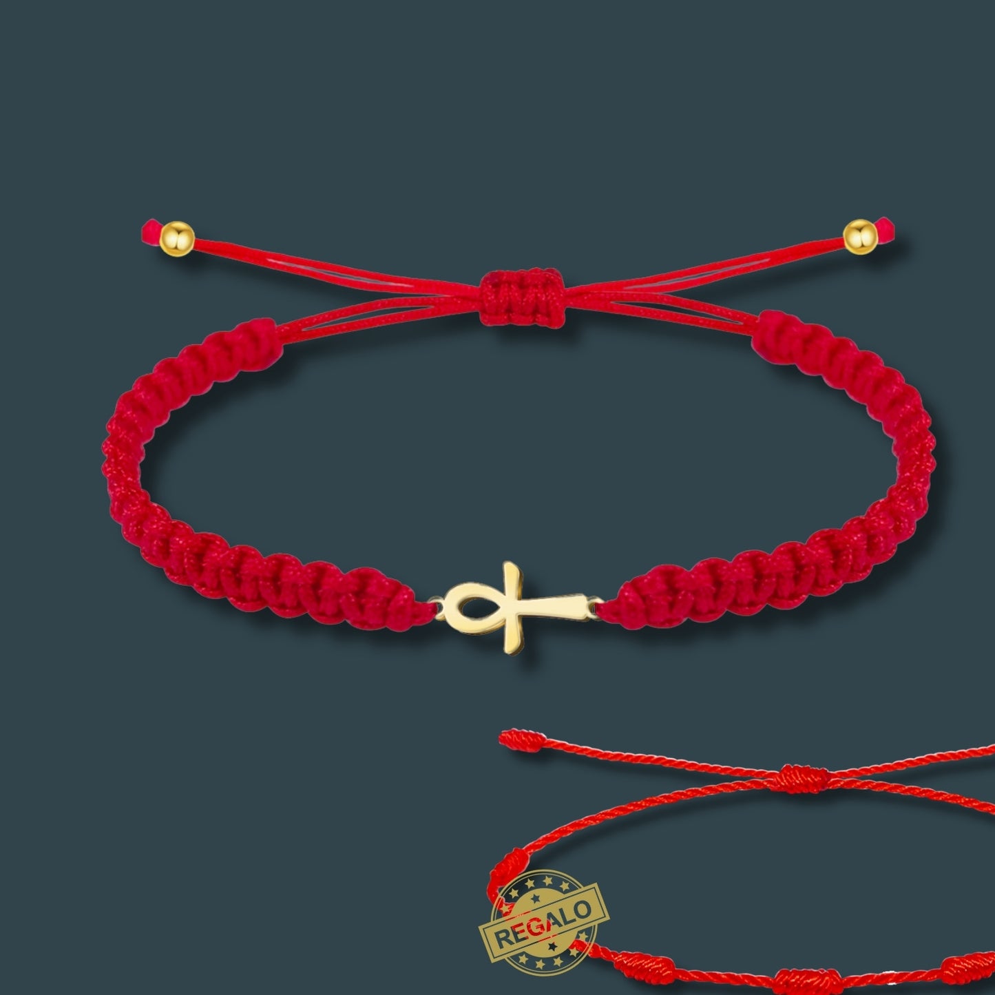 Pulsera Hilo Destino Roja Hecho a Mano 🧵 con Amuleto de Suerte y Protección 🍀 en Acero Inoxidable 💎 ¡Incluye Pulsera 7 Nudos de Regalo! 🎁
