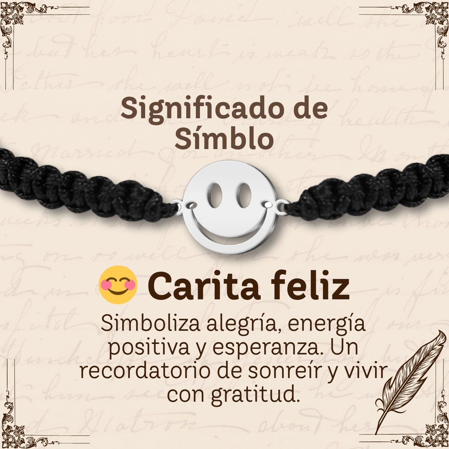 Pulsera Hilo Destino con Cara Sonriente Acero Plateado