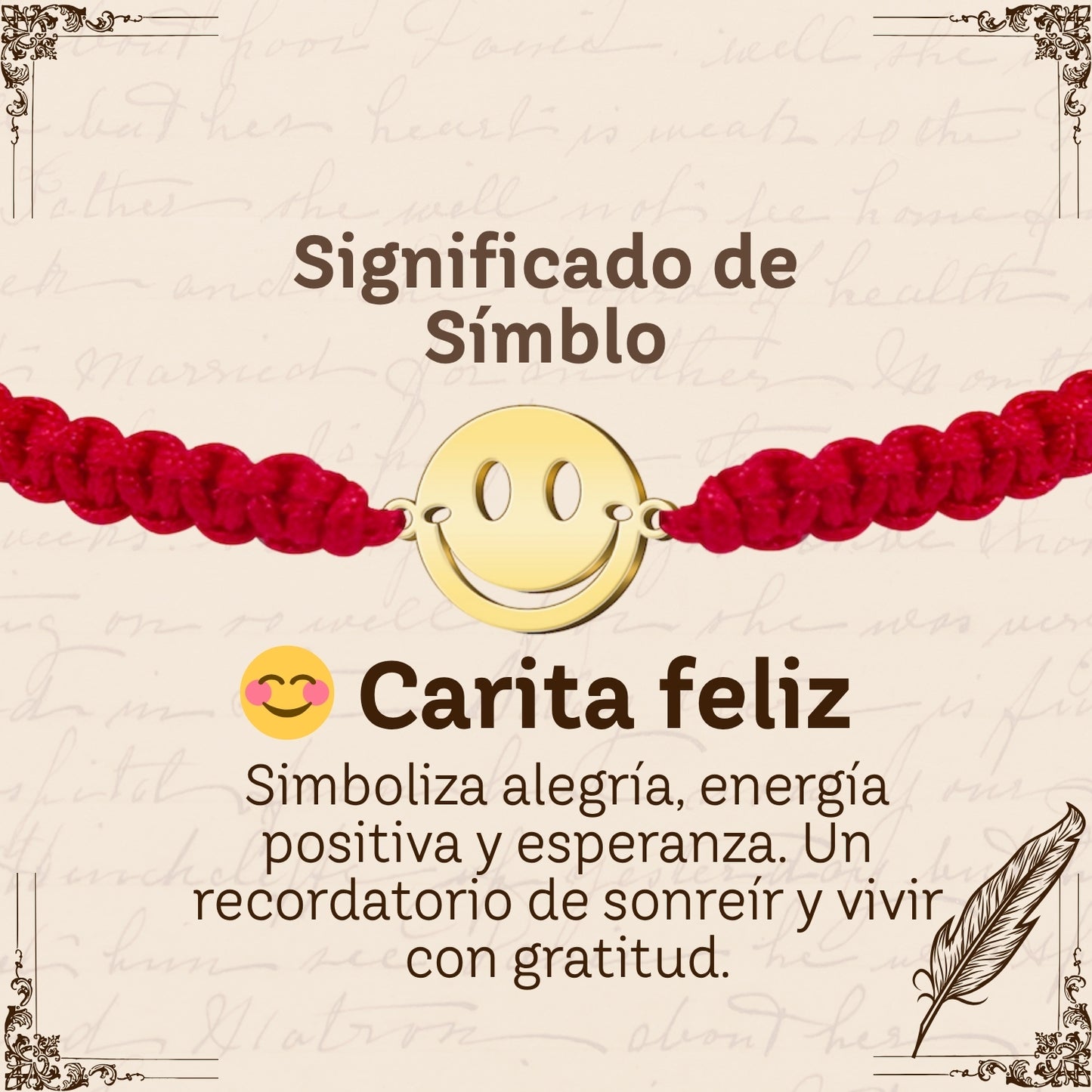 Pulsera Hilo Destino con Cara Sonriente Acero Dorado