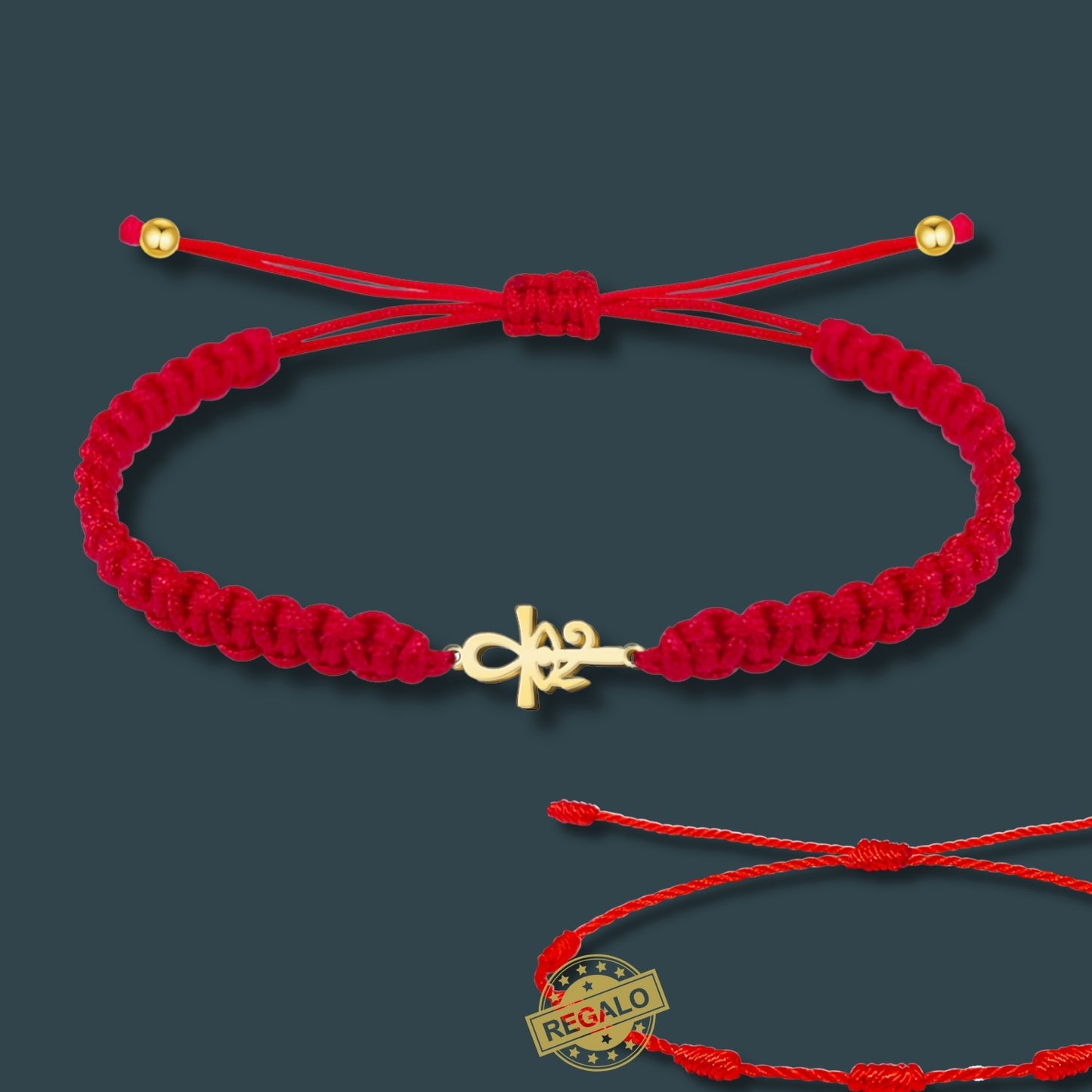 Pulsera Hilo Destino Roja Hecho a Mano 🧵 con Amuleto de Suerte y Protección 🍀 en Acero Inoxidable 💎 ¡Incluye Pulsera 7 Nudos de Regalo! 🎁