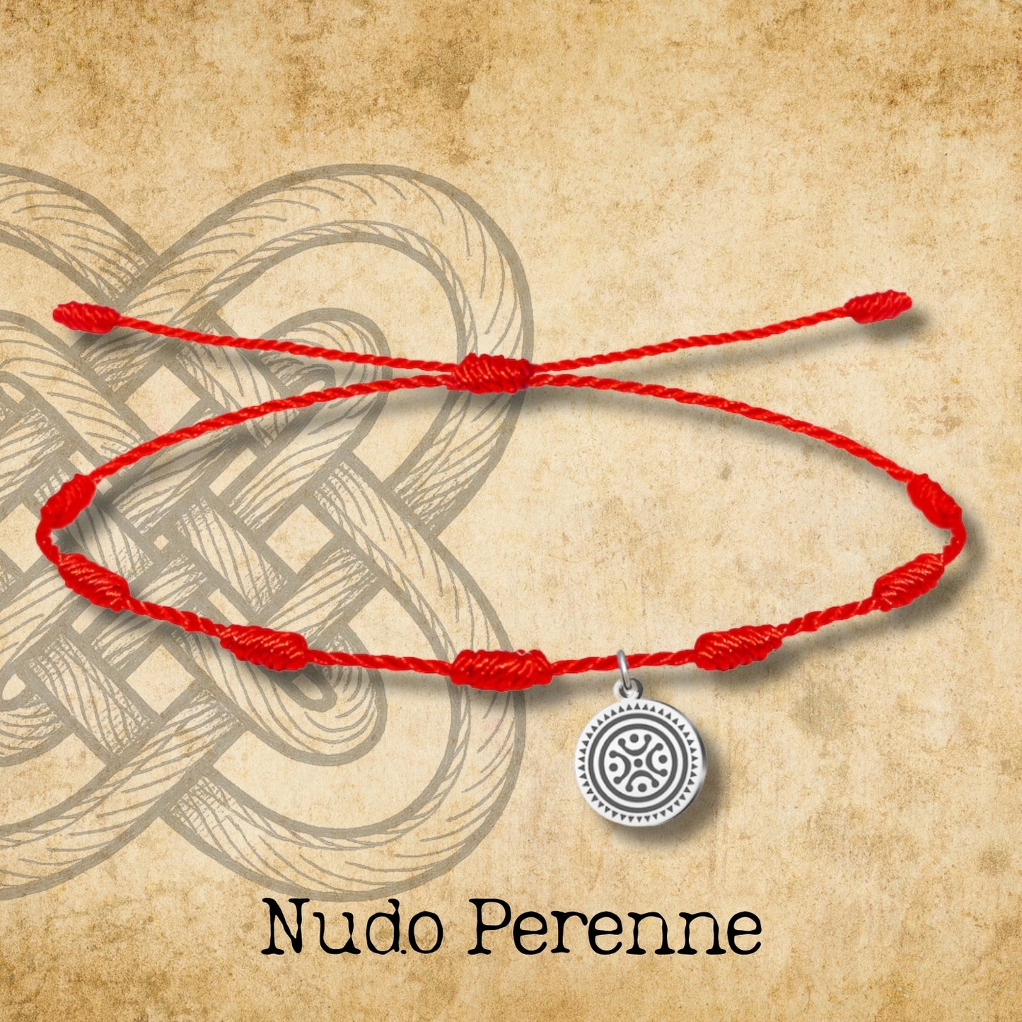 Pulsera 7 Nudos con colgante Nudo perenne Acero Plateado