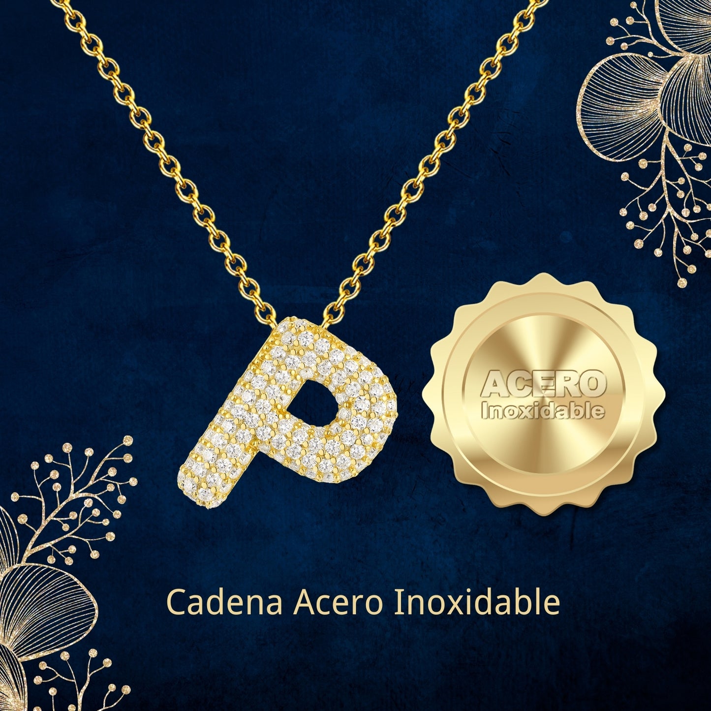 Colgante Letra inicial P con Piedra Circonita