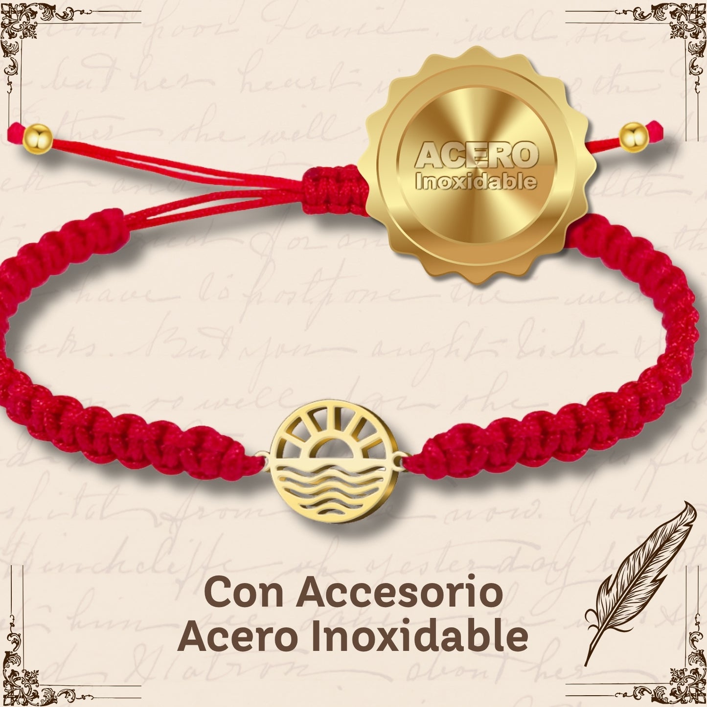 Pulsera Hilo Destino con Delfín Acero Dorado