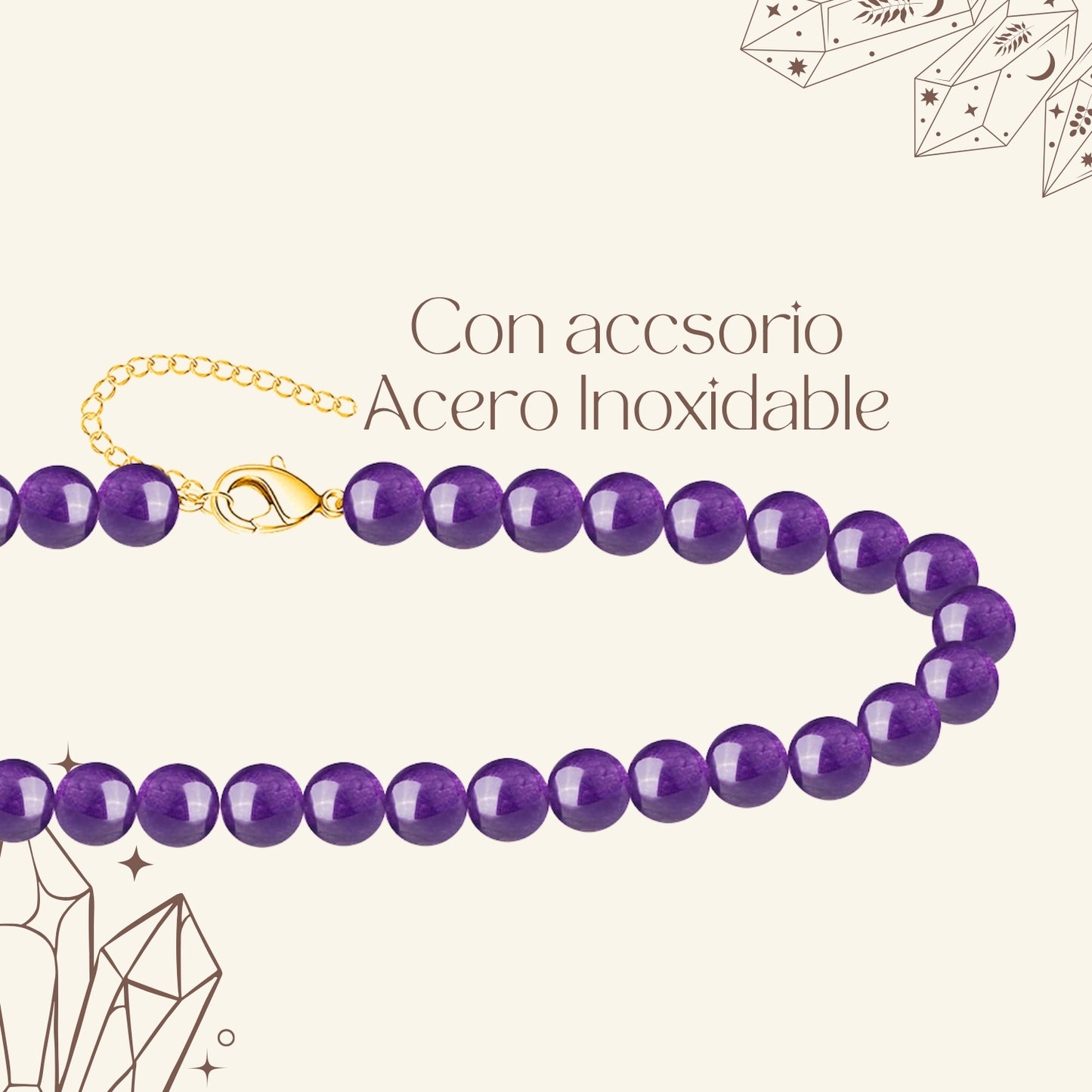 🌿 Pulsera de Piedra Natural 4mm ✨ con Accesorio en Acero Inoxidable 💎 ¡Incluye Pulsera 7 Nudos de Regalo! 🎁