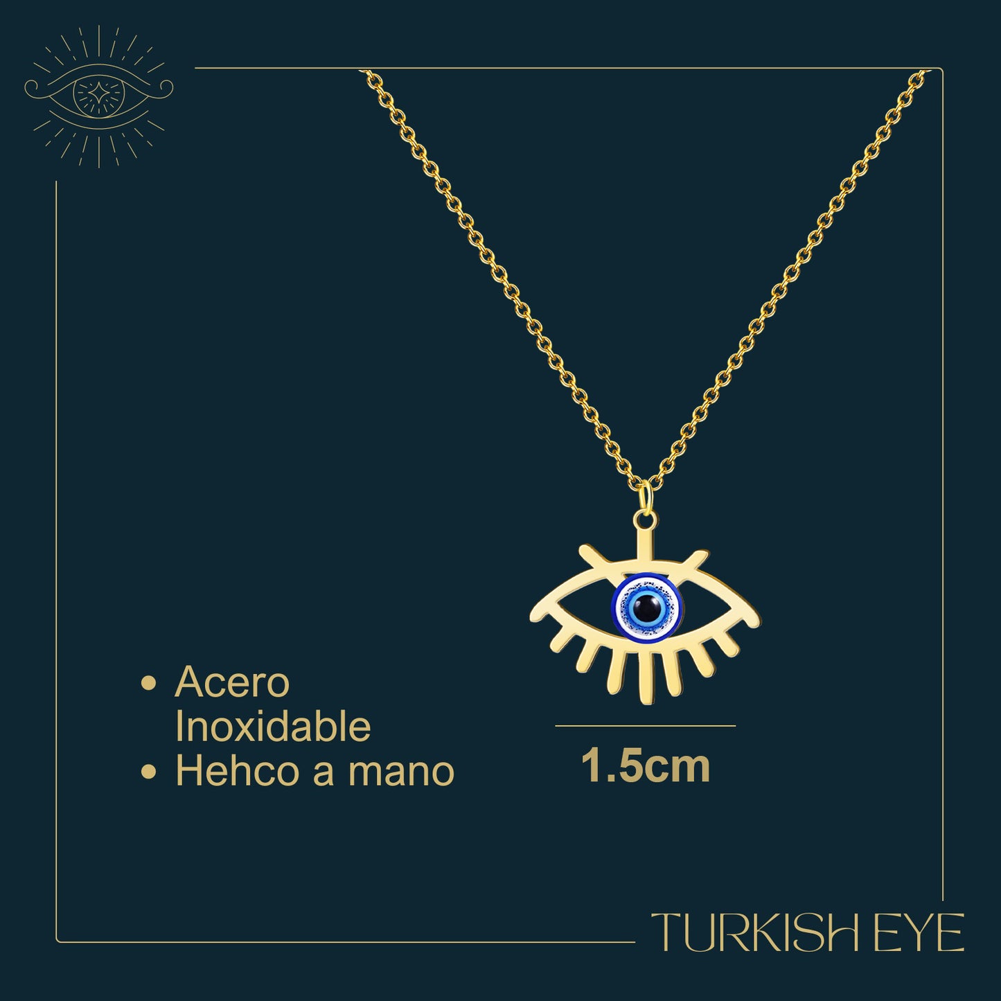 Collar Ojo turco Acero color Dorado