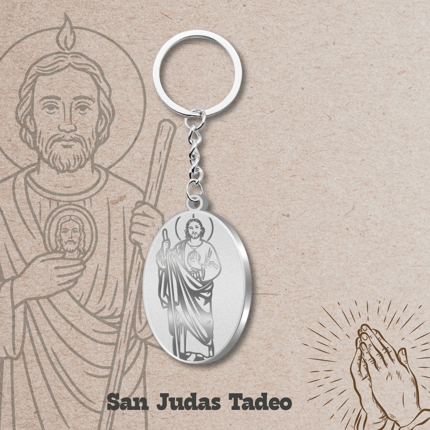 Llavero san judas tadeo Acero Inoxidable