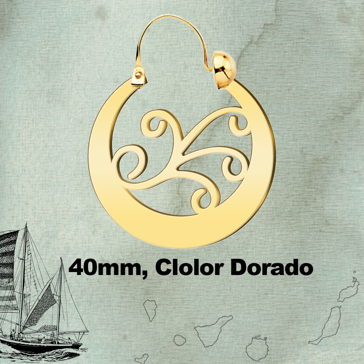20509 Argolla canaria 40mmAcero color Dorado