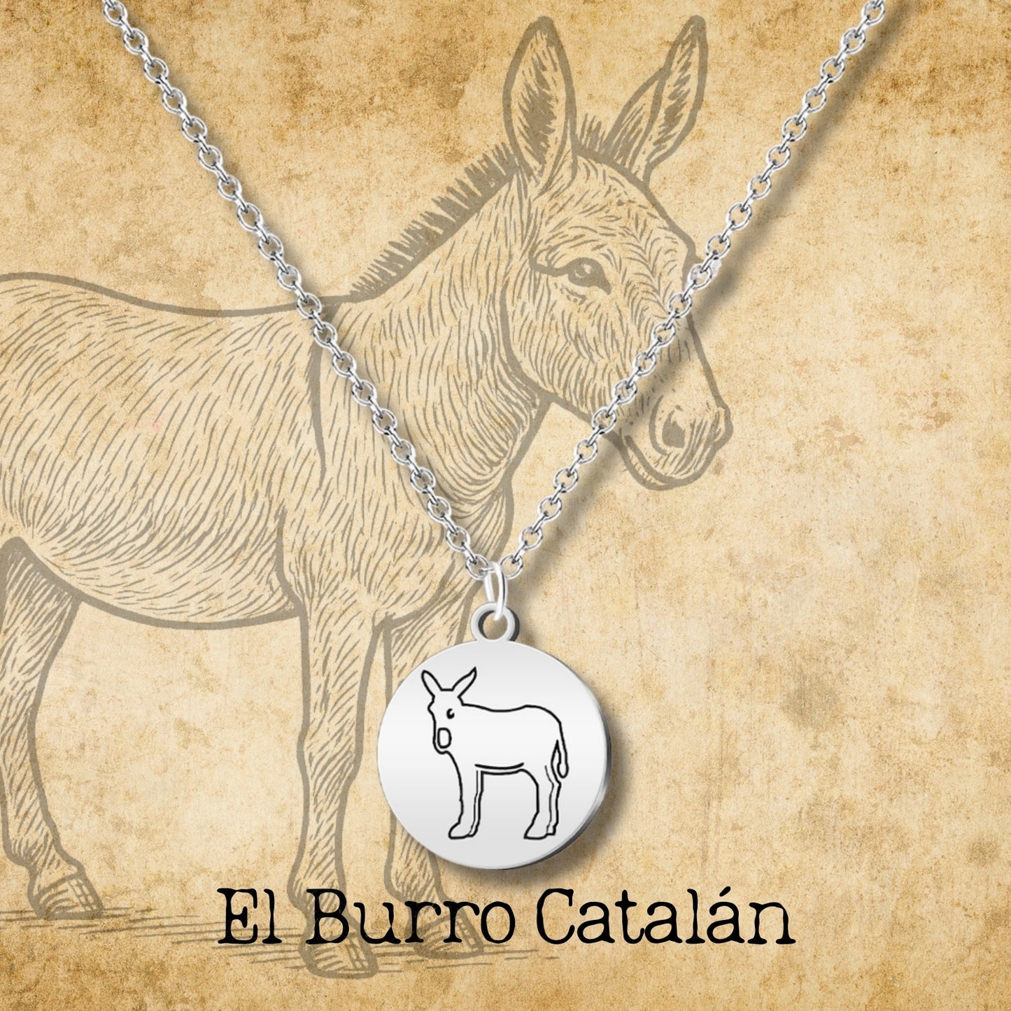 Colgante El Burro Catalán Acero Plateado