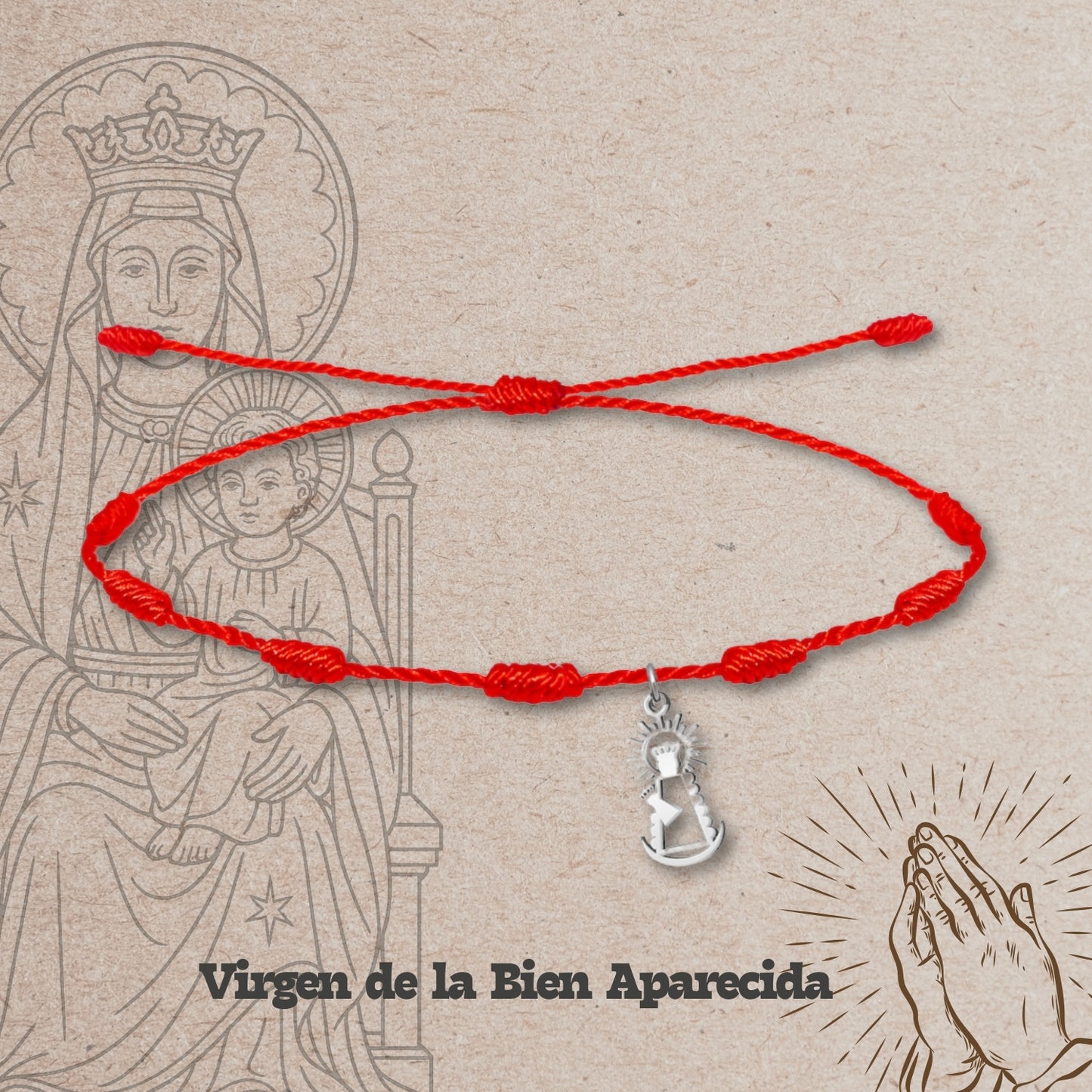 Pulsera 7 nudos con Virgen de la Bien Aparecida