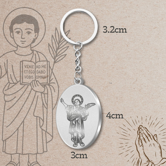 Llavero San Pancracio Acero Inoxidable